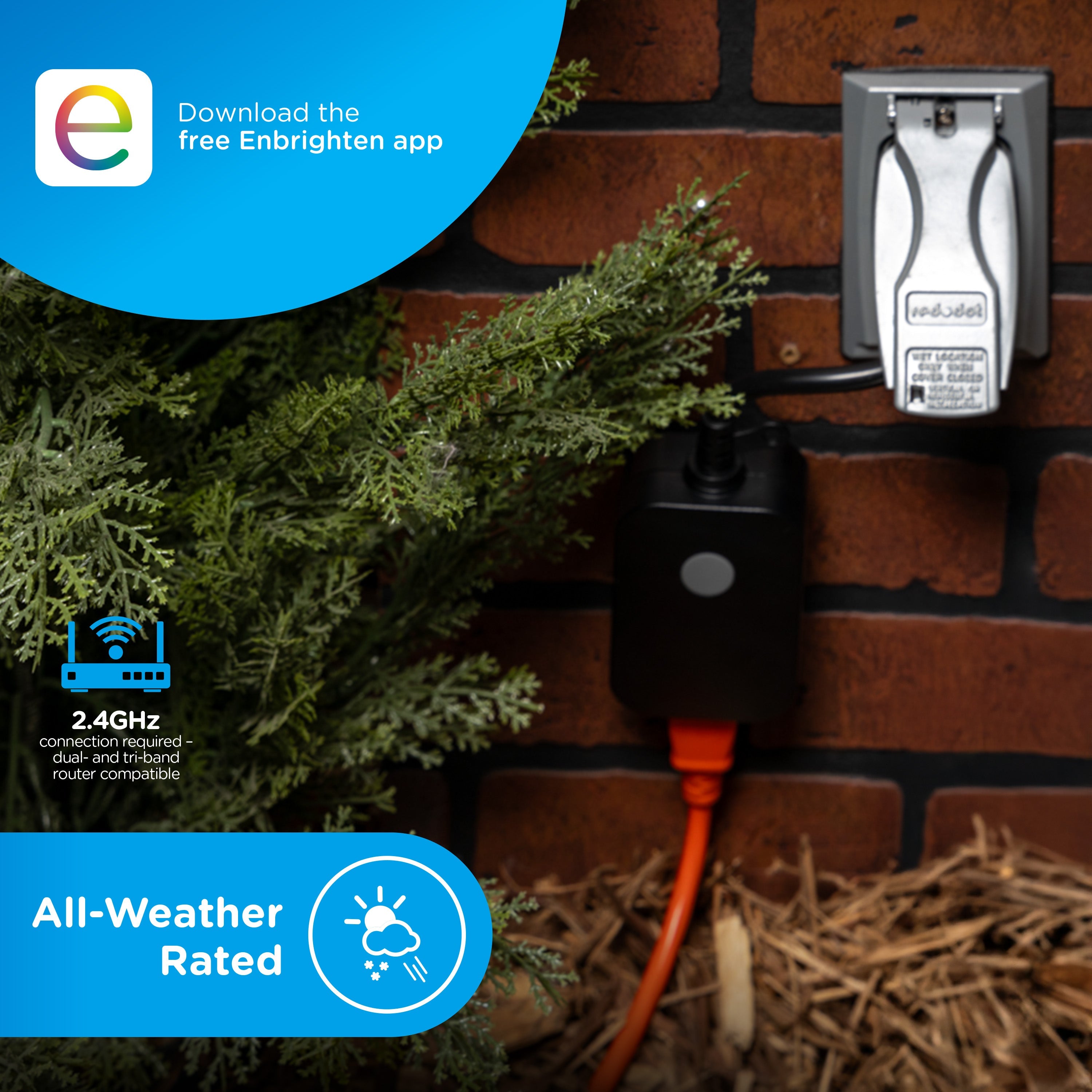 Enbrighten VIBE WiFi Matter Outdoor Smart Plug with Countdown Remote