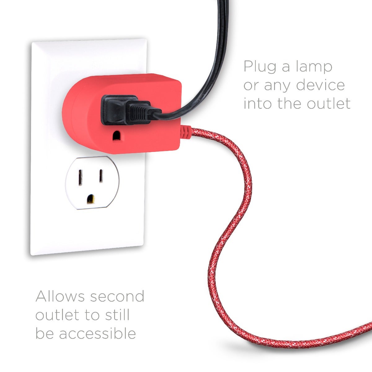 Cordinate Tabletop Switch with 6ft. Braided Cord, Coral