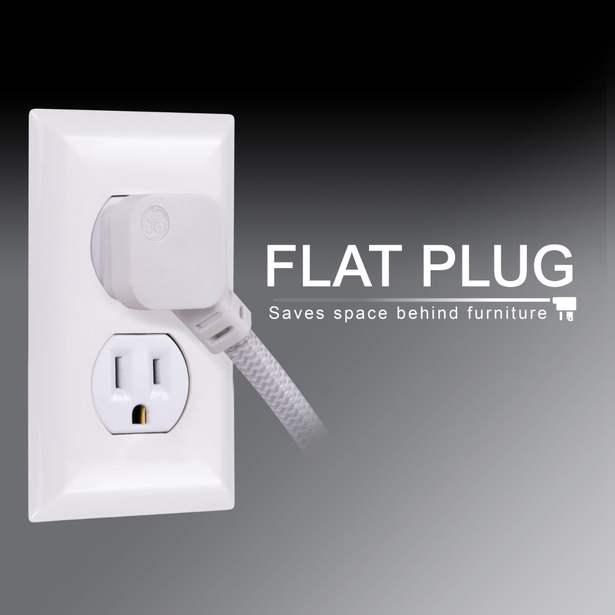 GE 6-Outlet Surge Protector 15ft. Braided Cord, White