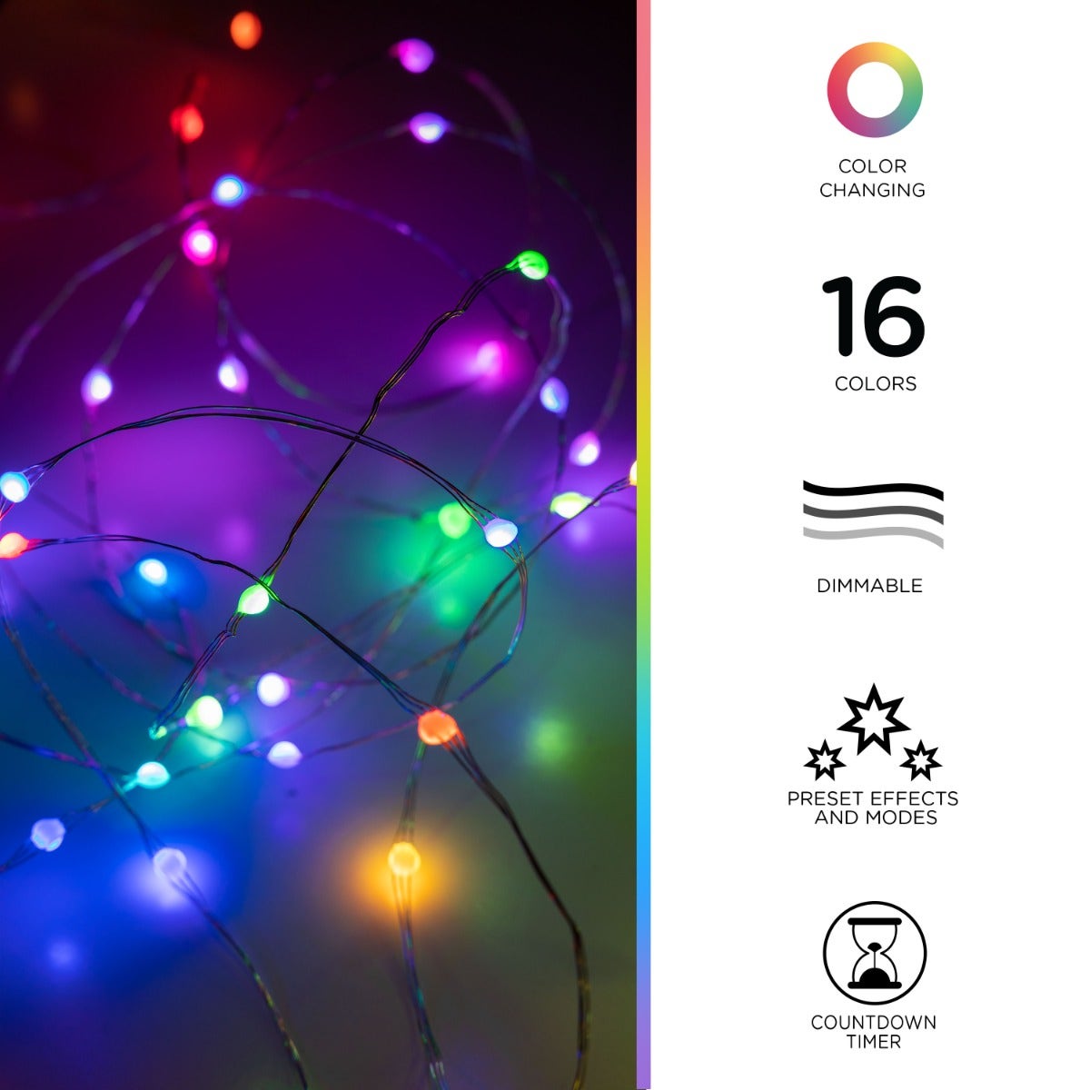 Enbrighten WiFi VIBE Color-Changing LED Fairy String Lights, 60 Lights, 20ft.