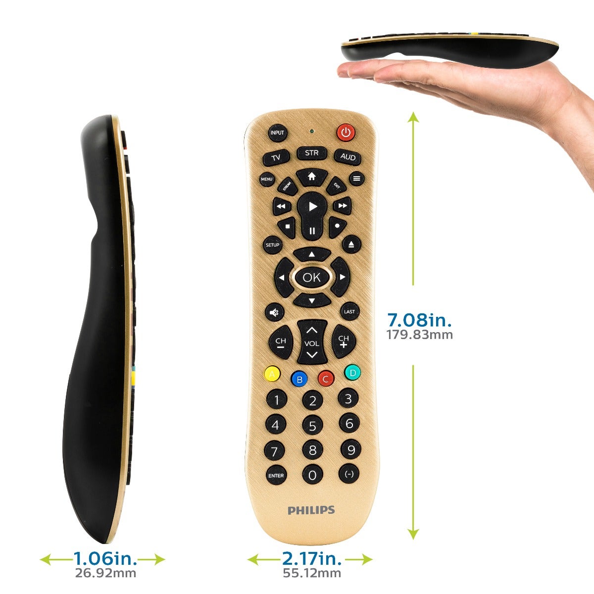 Philips 3-Device Universal Remote, Brushed Gold