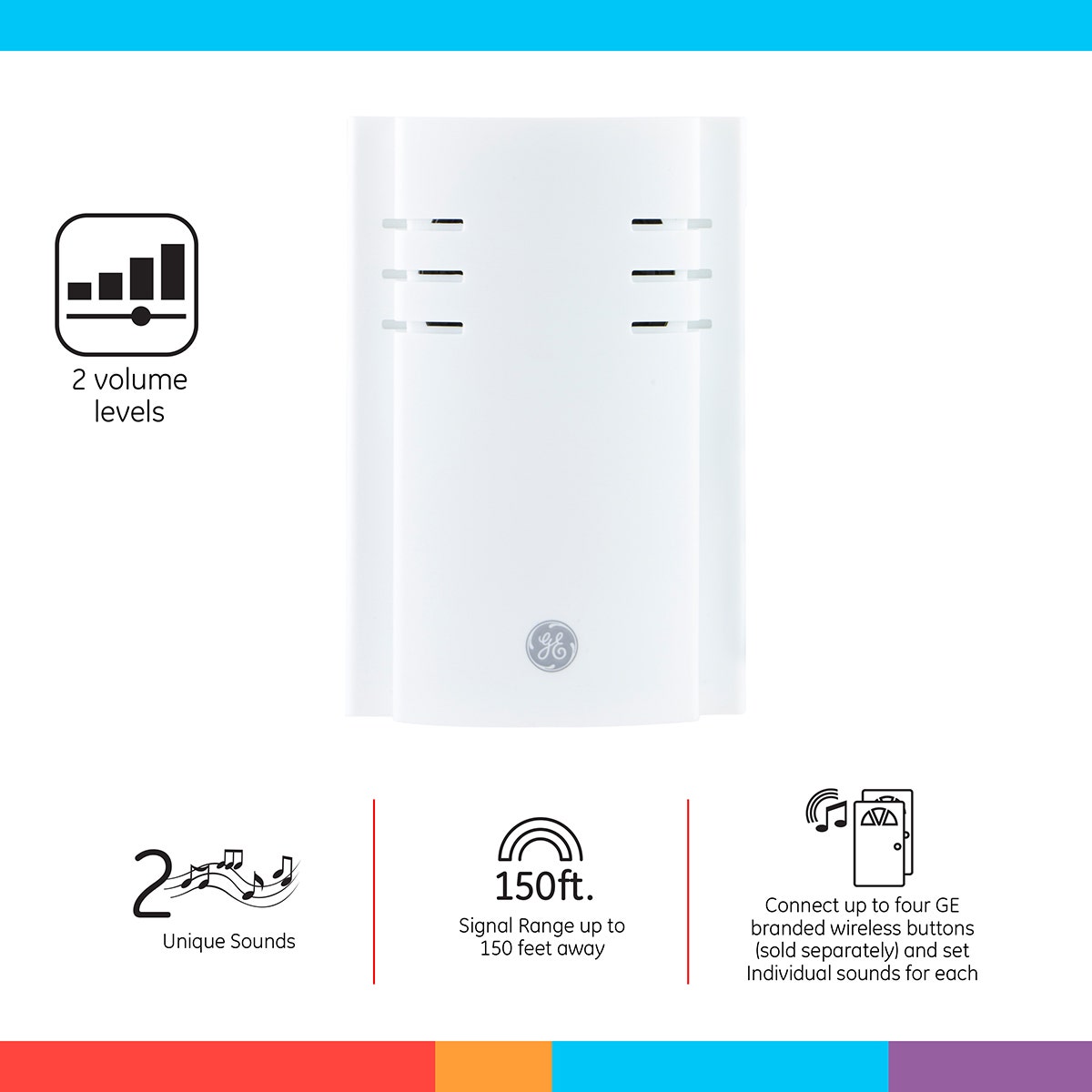 GE Plug-In 2-Chime Wireless Door Chime Kit, White