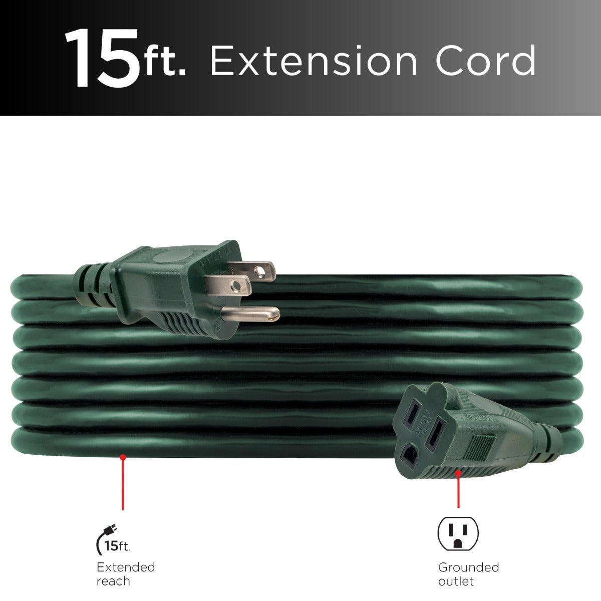 UltraPro 1-Outlet 15ft. Outdoor Extension Cord, Green
