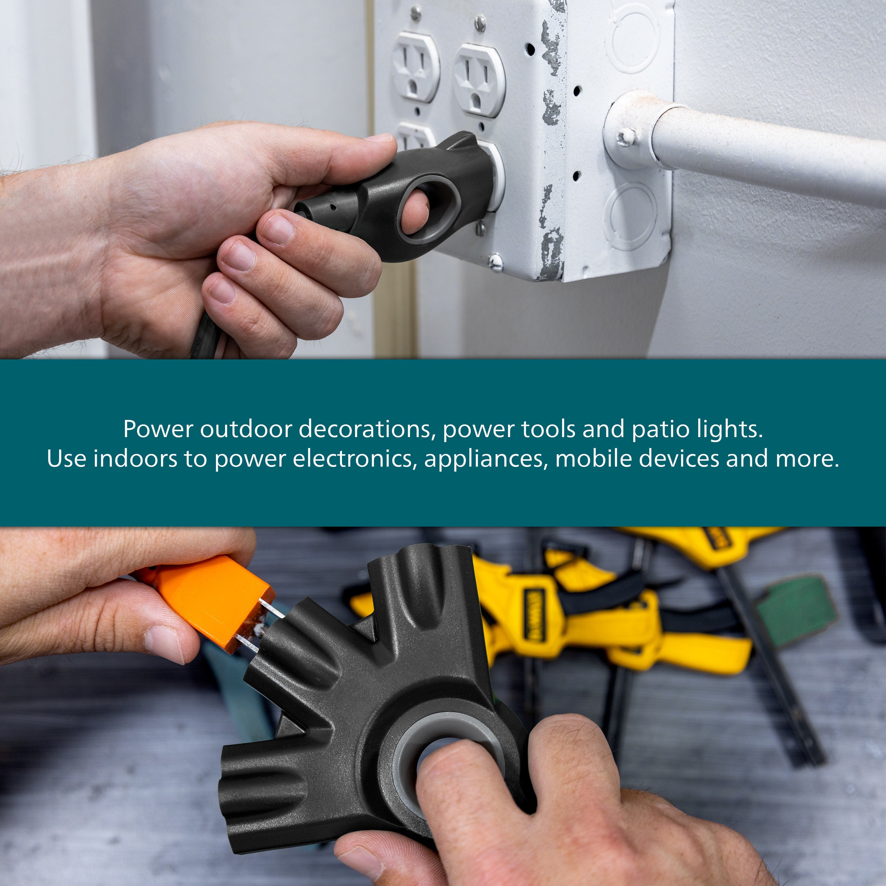 Philips EZGrip™ 3-Outlet 15ft. Indoor/Outdoor Extension Cord, Black