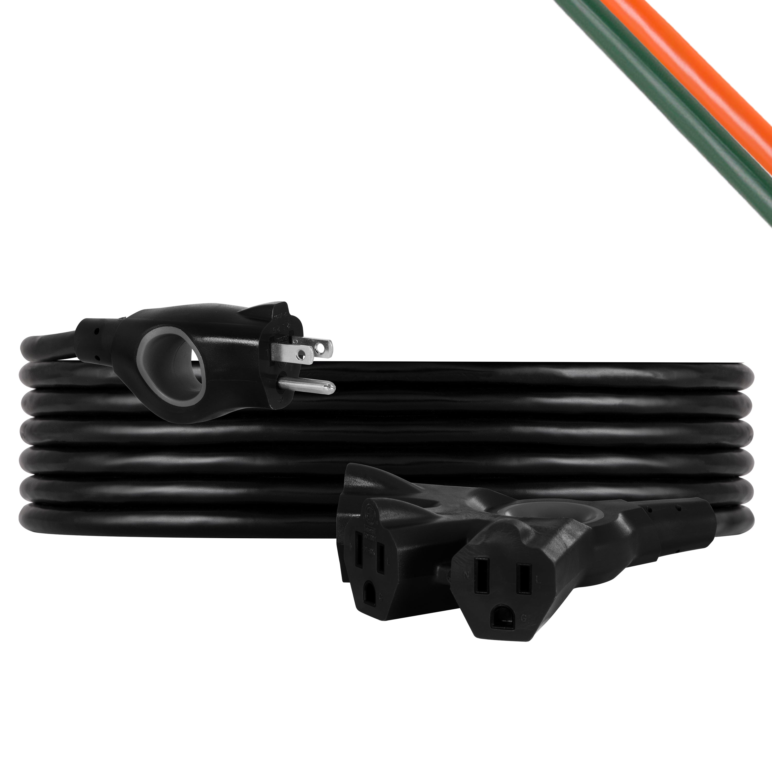 UltraPro 3-Outlet Grounded Extension Cord, Indoor/Outdoor, 16 Gauge, 25ft., Black