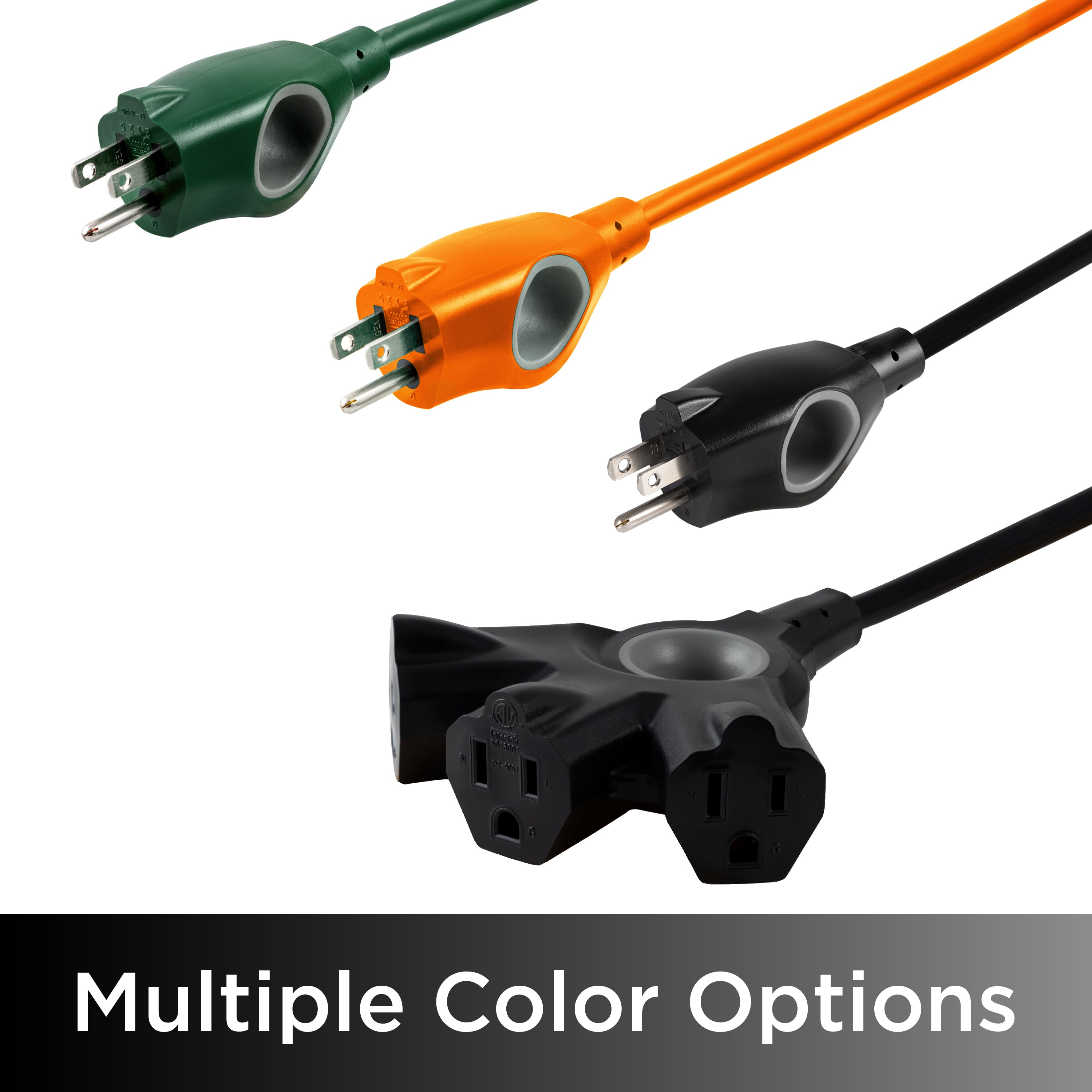 UltraPro 3-Outlet Grounded Extension Cord, Indoor/Outdoor, 16 Gauge, 25ft., Black