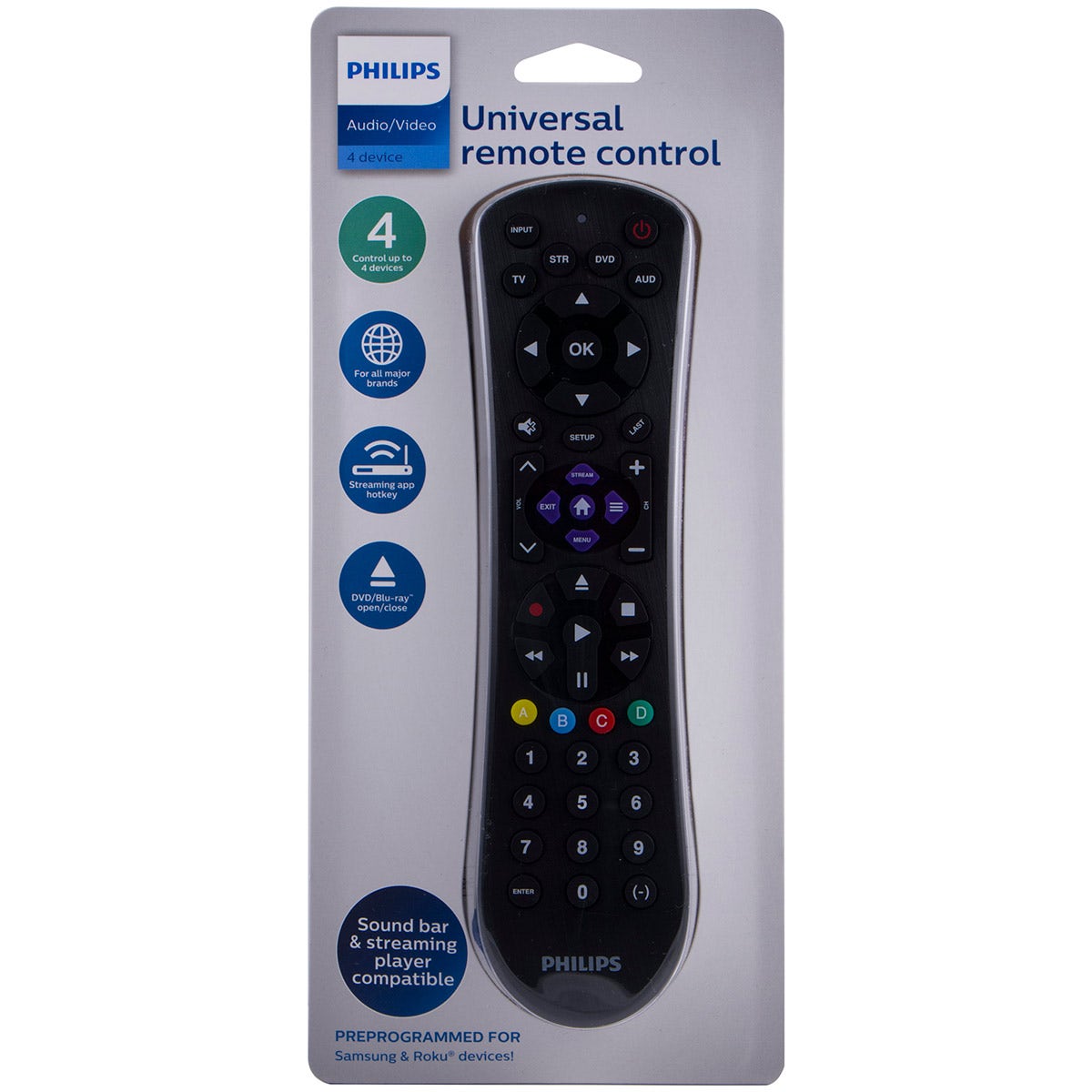 Philips 4-Device Universal Remote, Black