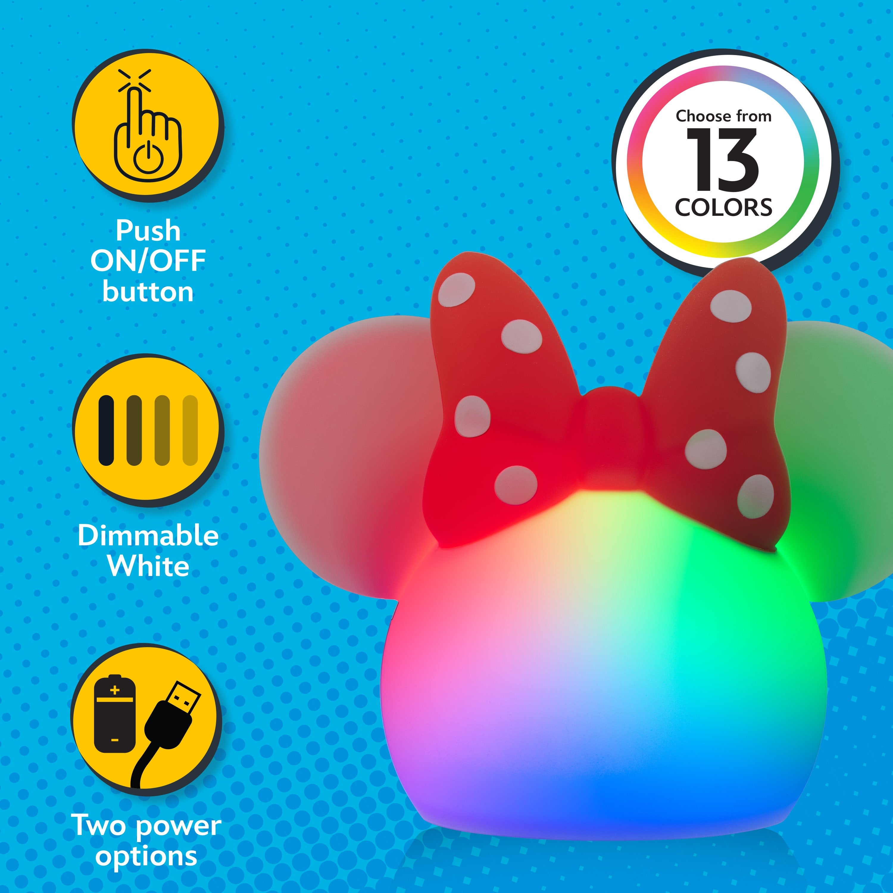 Disney Minnie Mouse Color-Changing Tabletop LED Night Light, White