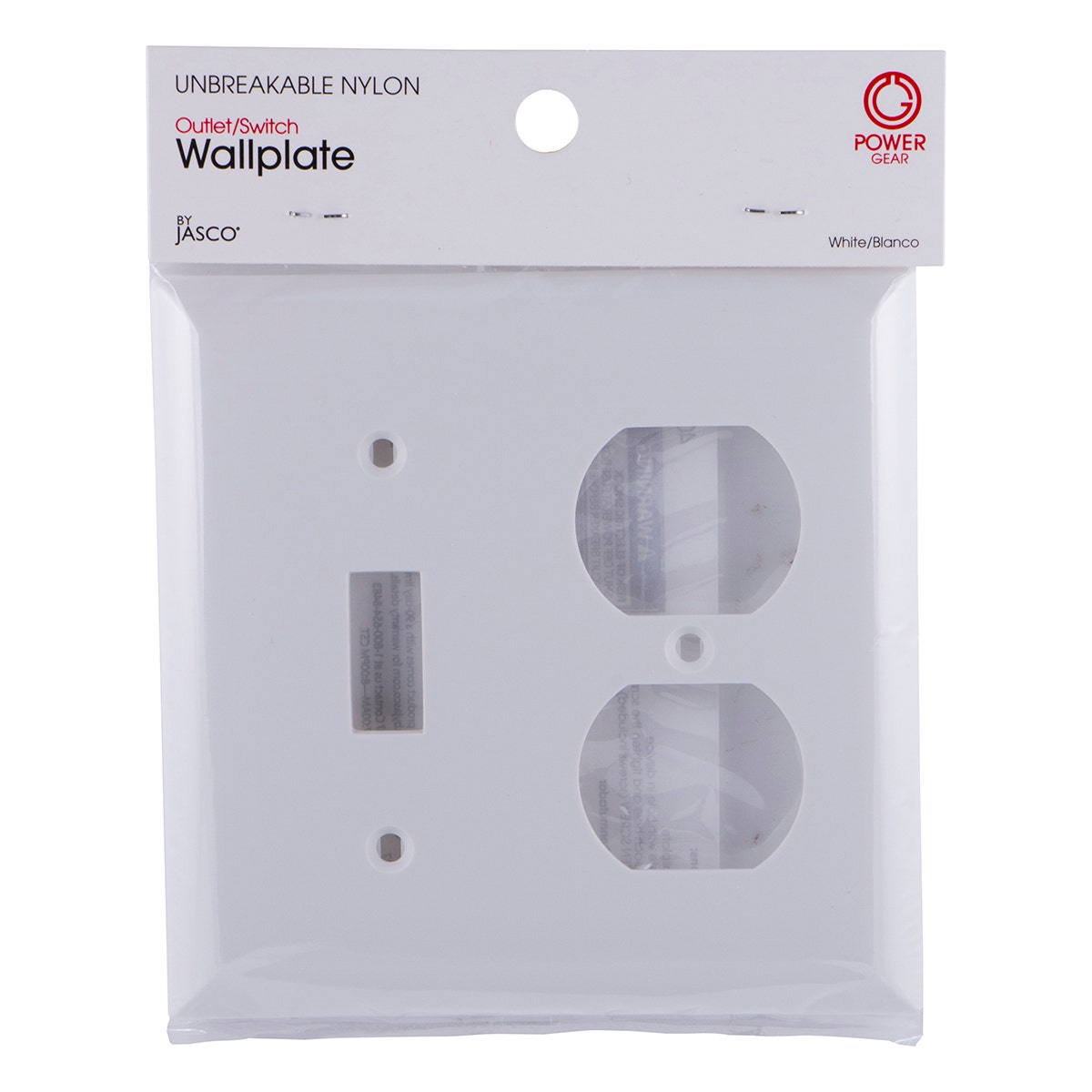 Power Gear Single Toggle/Outlet Combo Wall Plate, White