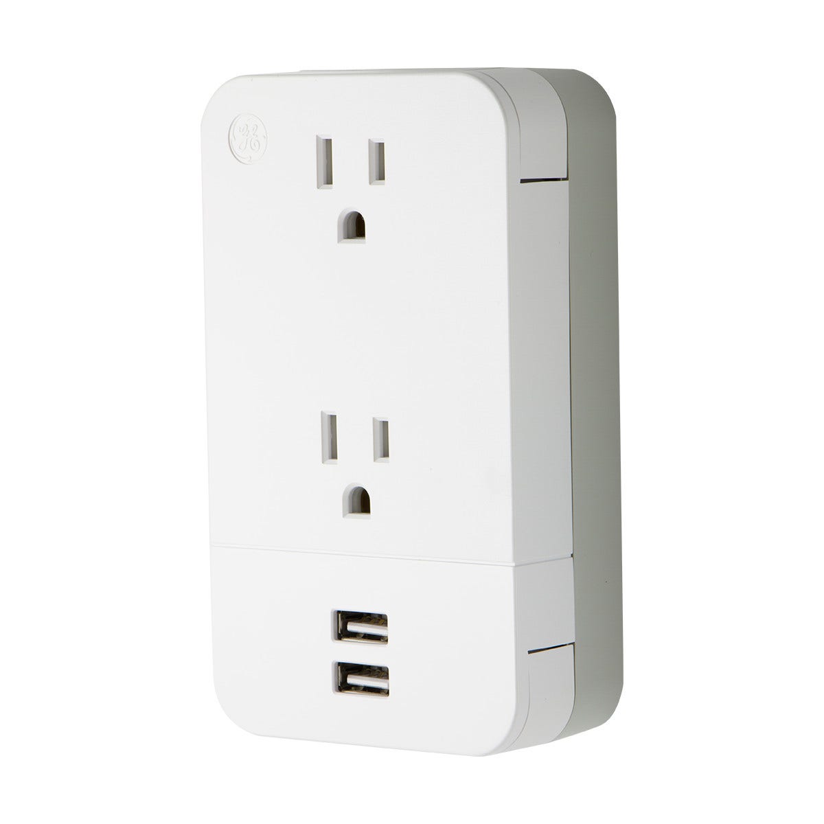 GE 2-Outlet 2-USB Charging Station with Cable Management, White
