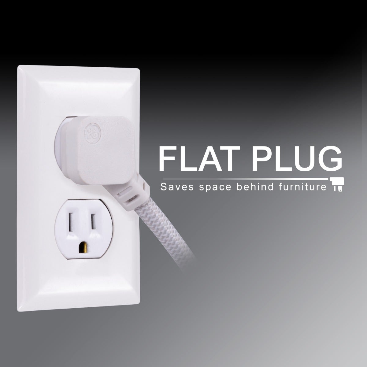 GE 6-Outlet 10ft. Surge Protector with Braided Cord, White