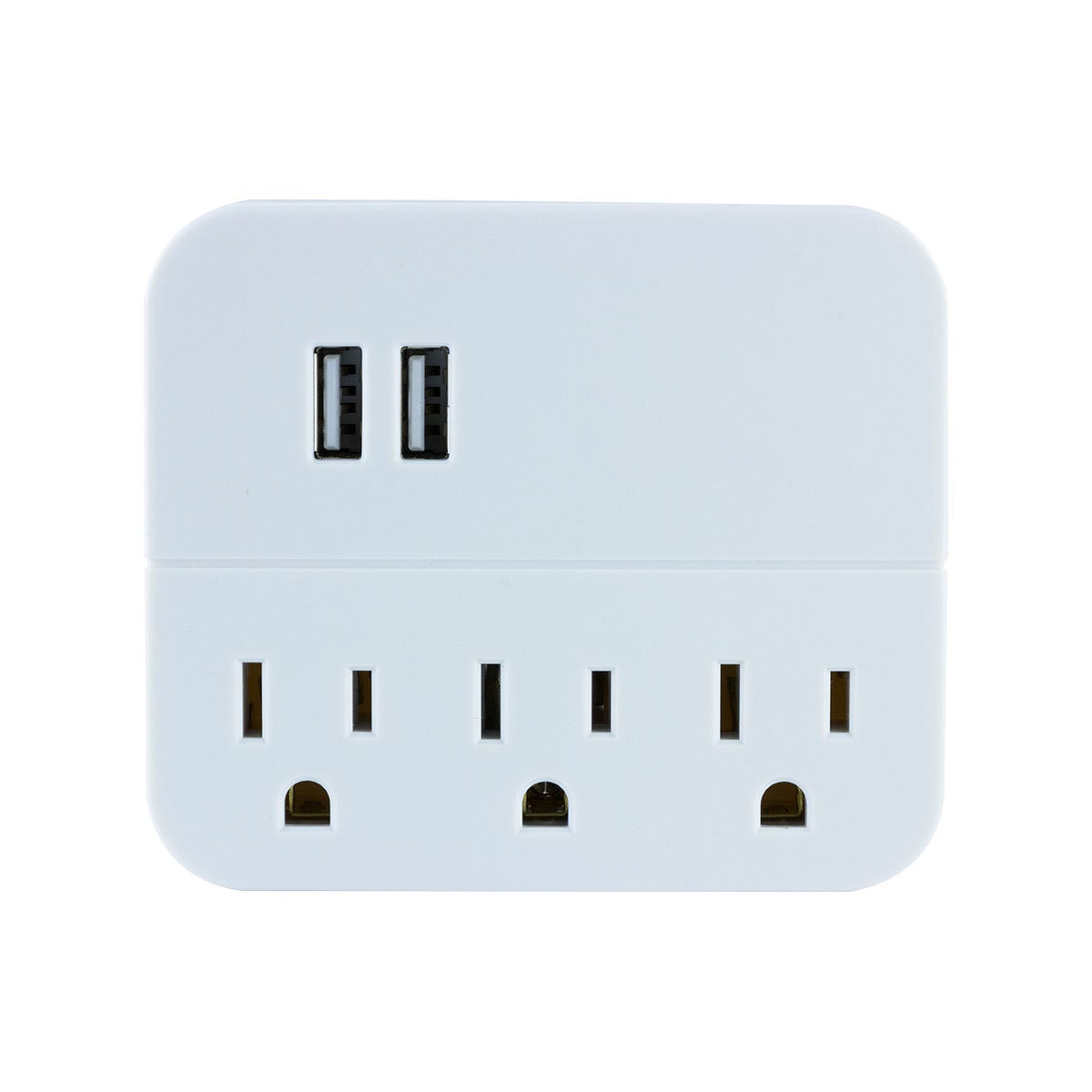 GE 3-Outlet 2-USB Wall Charger, White