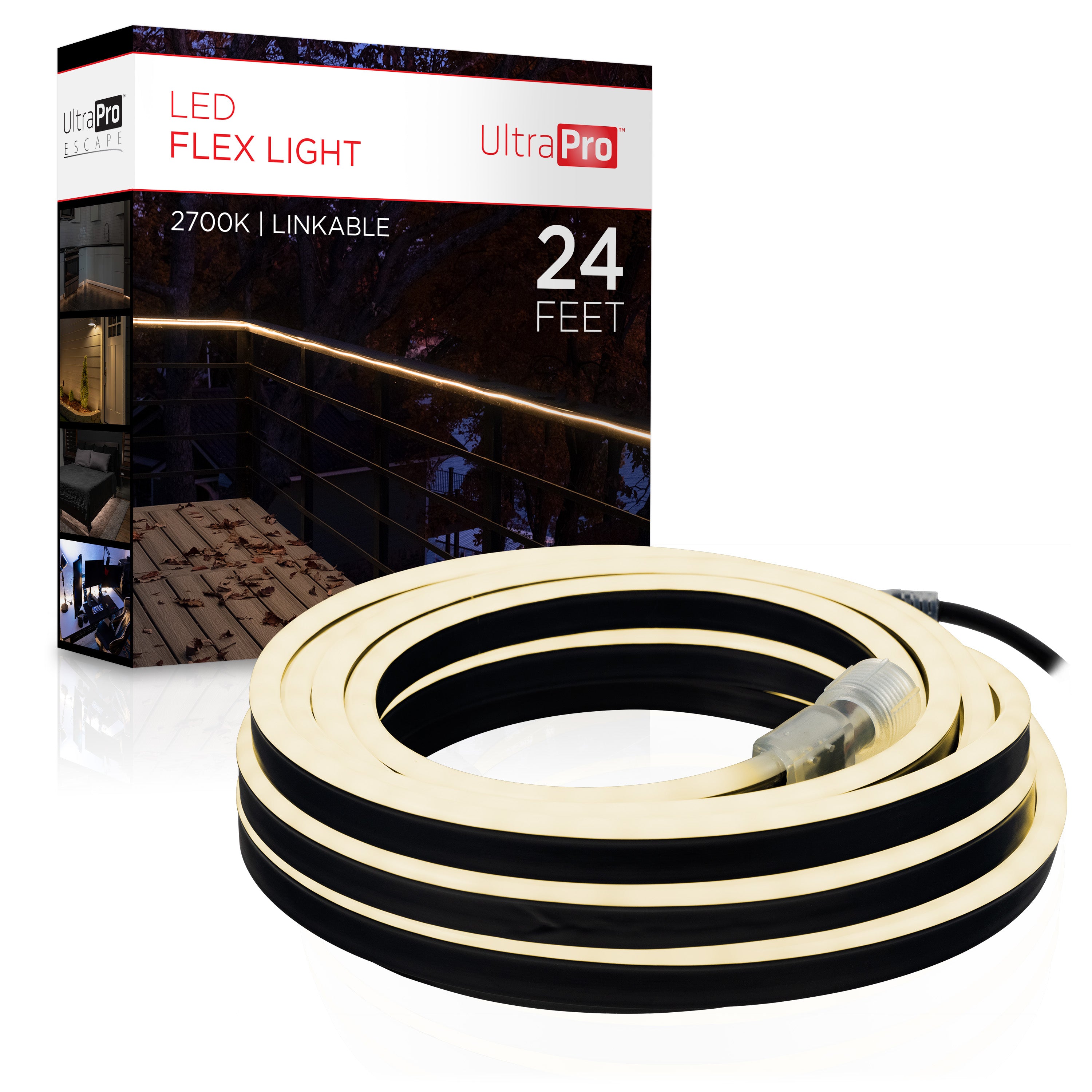UltraPro Escape LED High Voltage Flex Light, 24ft., Black