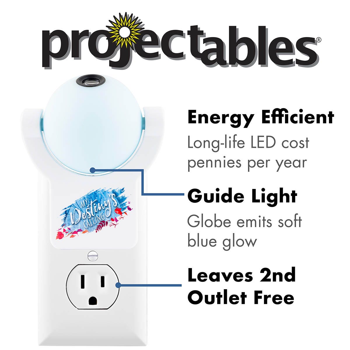 Projectables Disney Frozen II Light Sensing LED Night Light, White