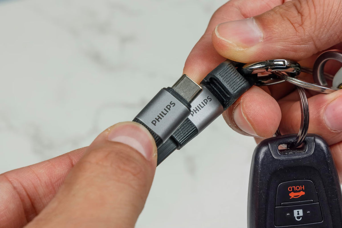 Philips USB-C Keychain Charging Cable, black