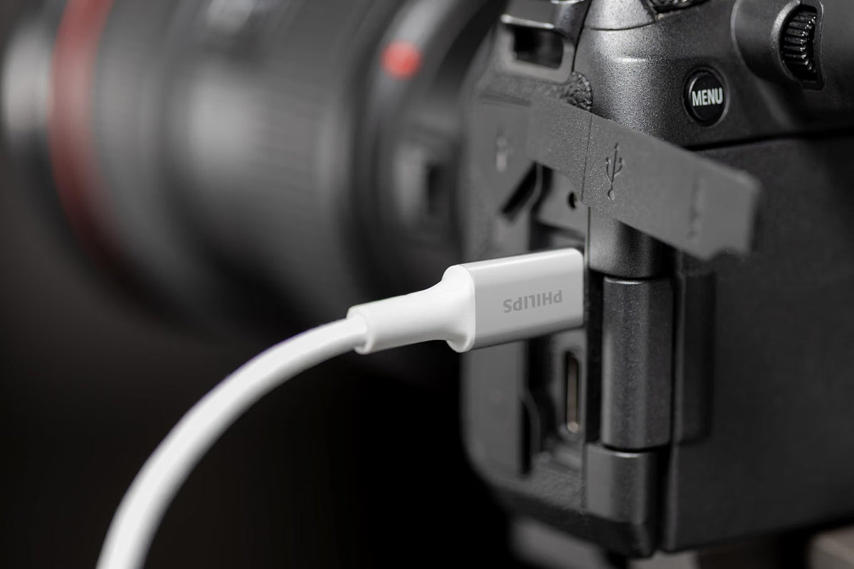 Philips Durable USB-A to USB-C 3ft. Charging Cable, white