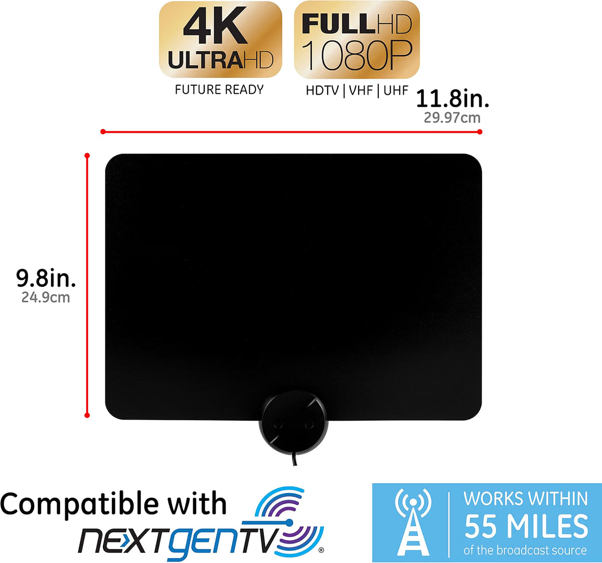 GE-branded UltraPro Edge HD Amplified Antenna