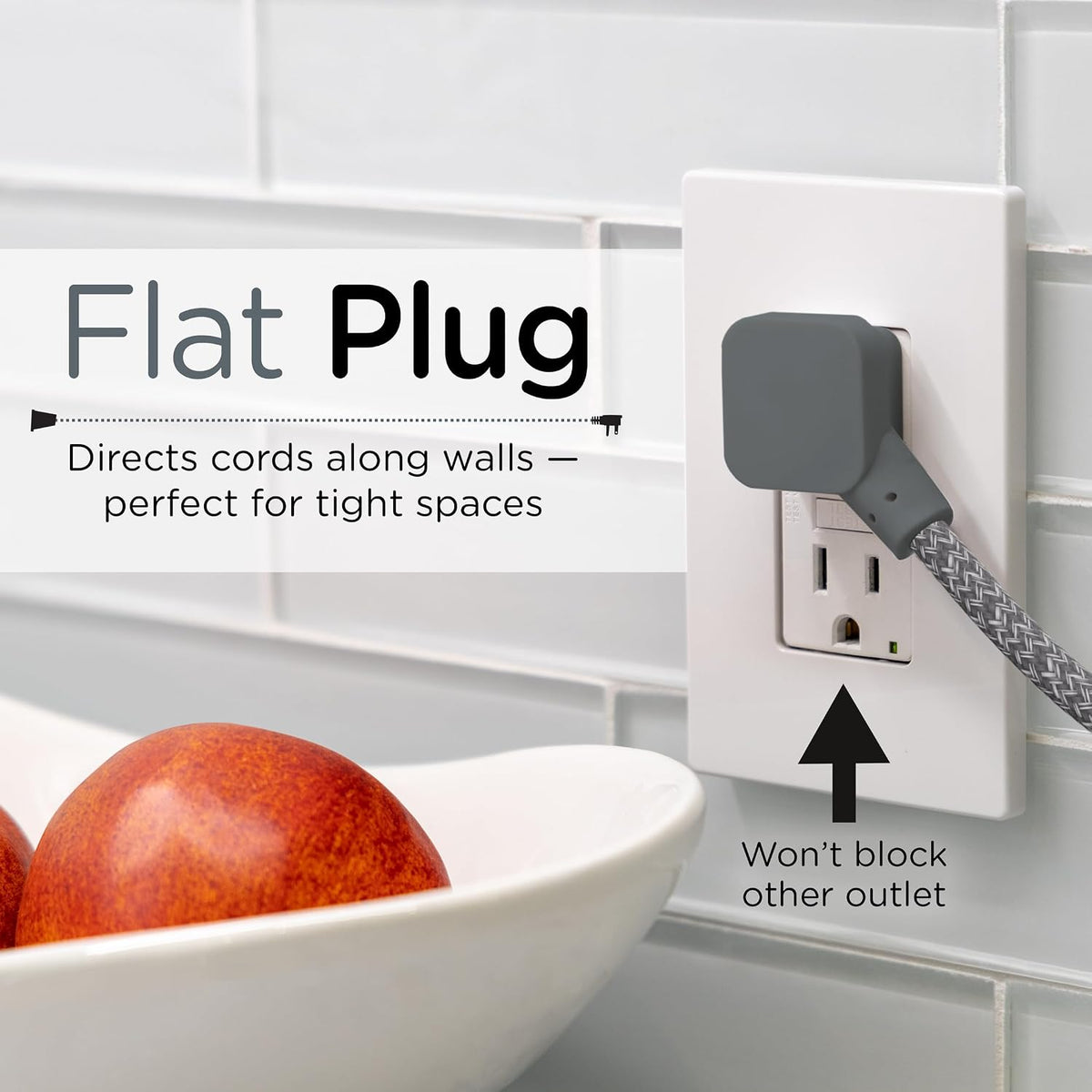 Cordinate 10ft. 3-Outlet Indoor Extension Cord, future gray