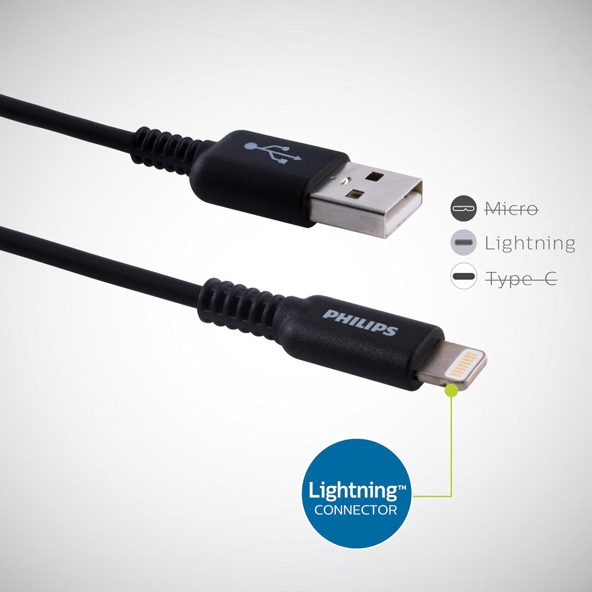 Philips USB-A to Lightning™ 4ft. Charging Cable