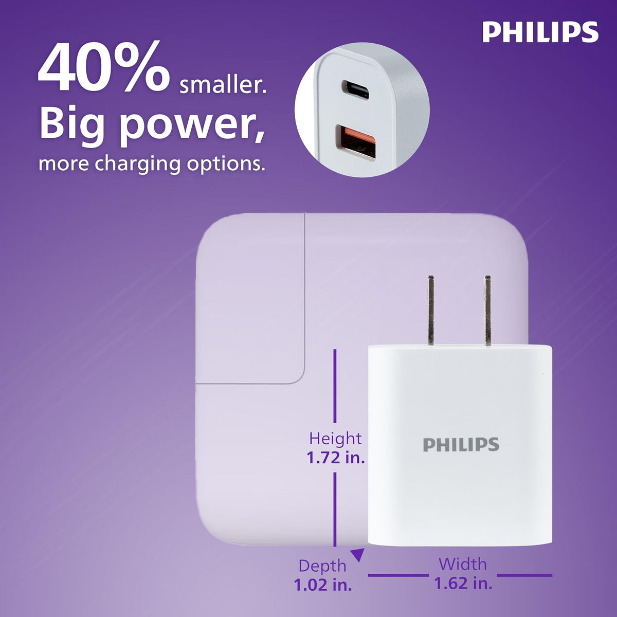 Philips USB-C and USB-A Rapid Charger with GaN technology and Power Delivery, 30W