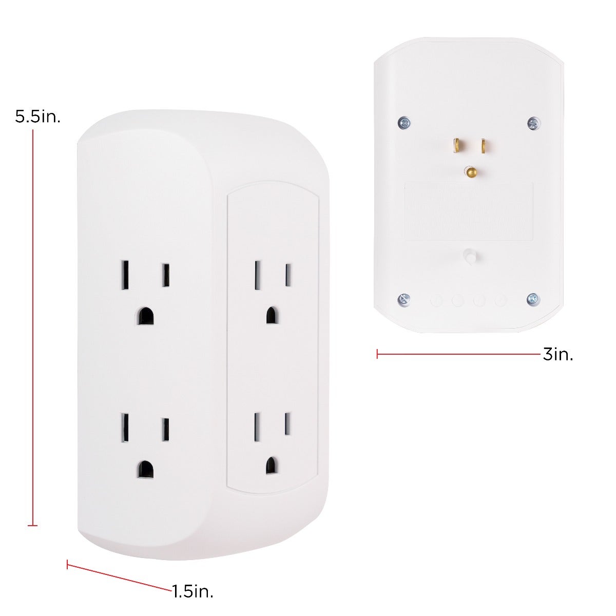 GE UltraPro 6-Outlet Wall Tap with Surge Protection, 2 Pack, White