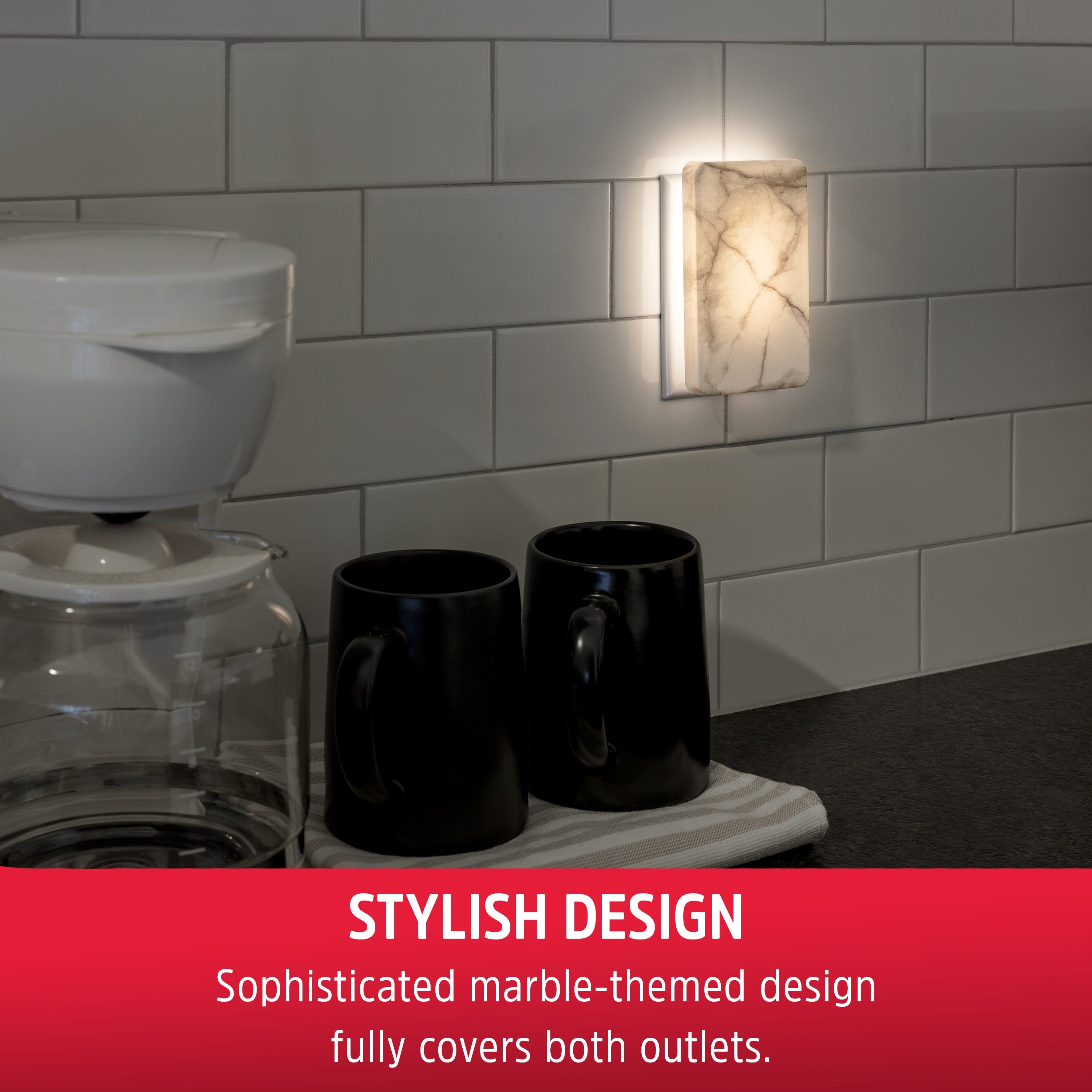 Energizer Light Sensing LED Night Light, Marble