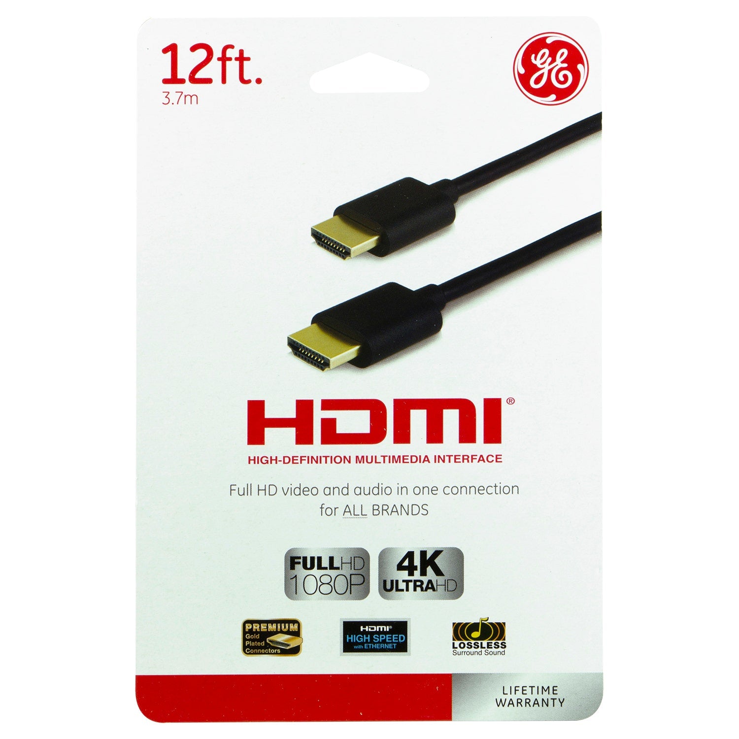 GE 12ft. HDMI Cable with Ethernet, Black