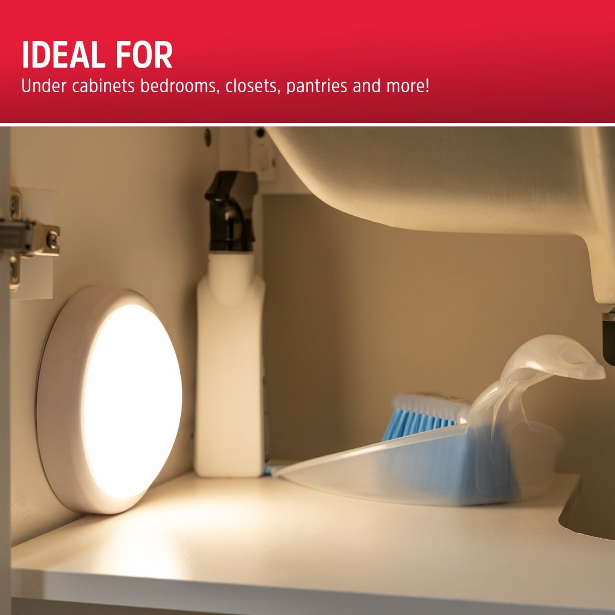 Energizer Battery Operated LED Tap Puck Light, White, 4 Pack