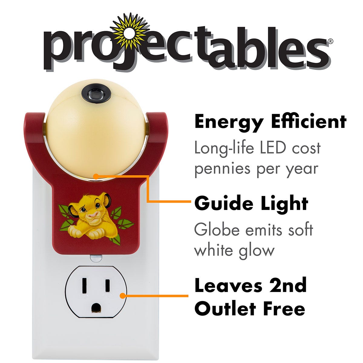 Projectables Disney Lion King Light Sensing LED Night Light, Red