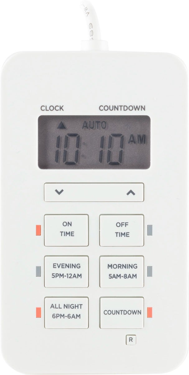 UltraPro Indoor Plug-In 2-Outlet Digital Timer with 5ft. Tethered Button, White