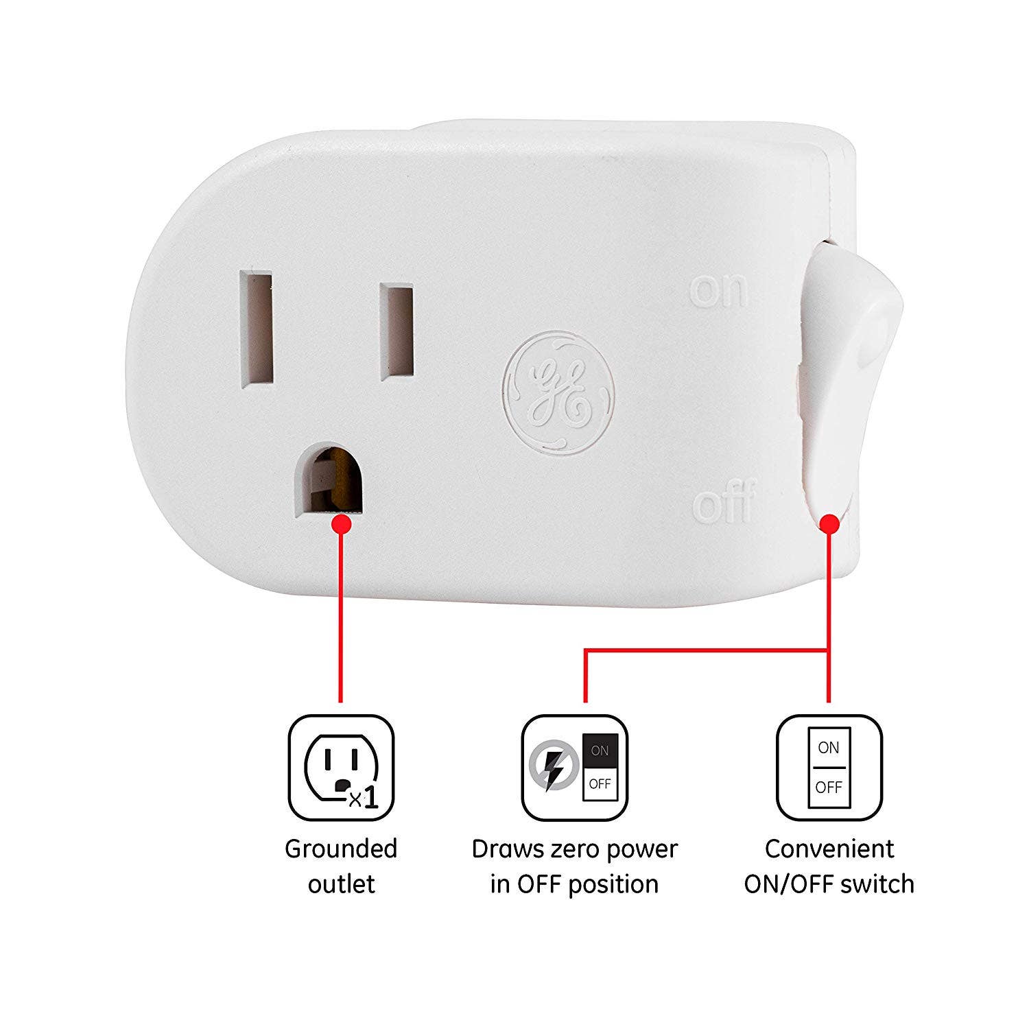 GE UltraPro Plug-In On/Off Power Switch, White