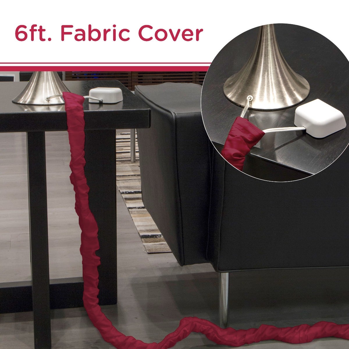 Cordinate 6ft. Fabric Cord Cover, Berry