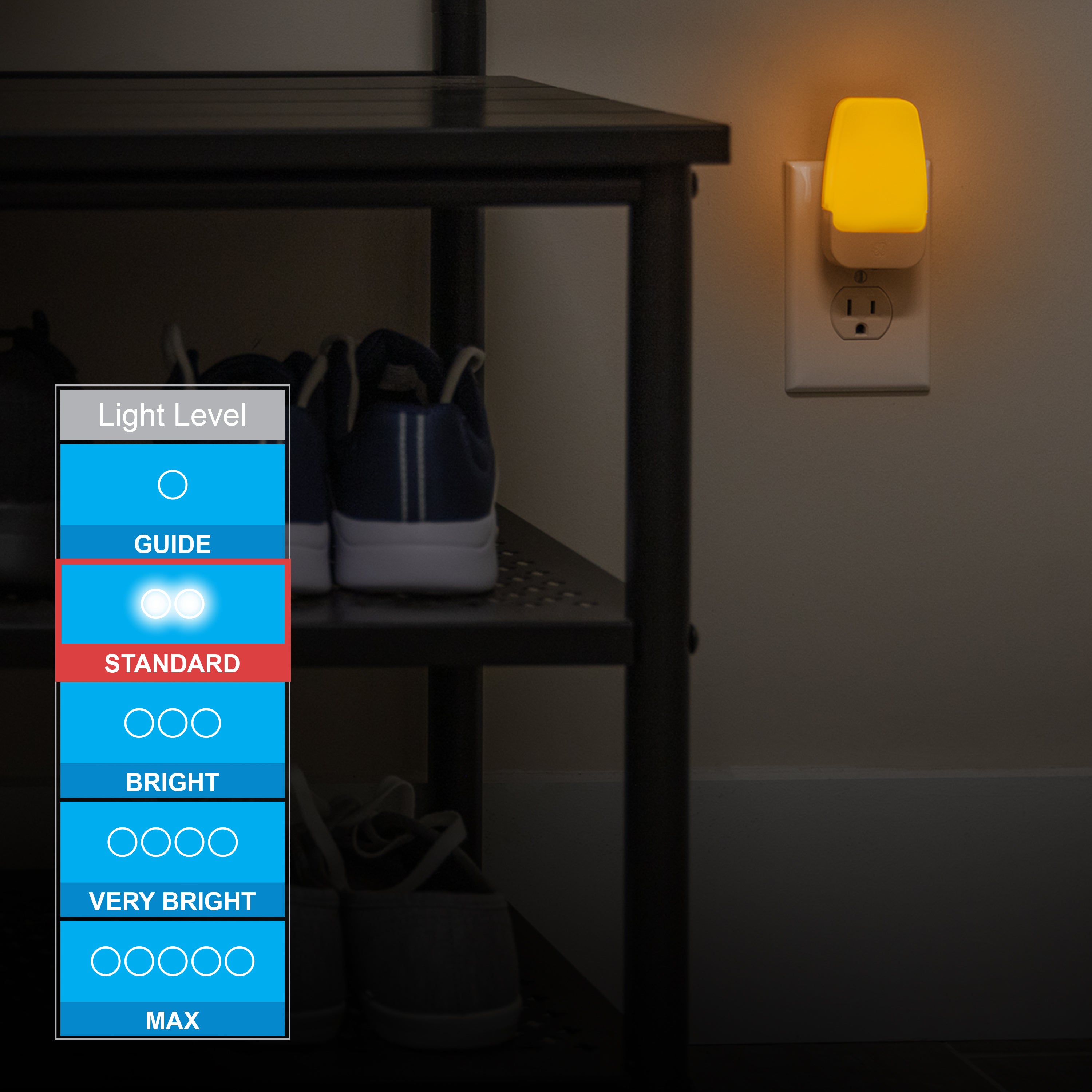 GE Light Sensing LED Night Light, 4 Pack, Amber