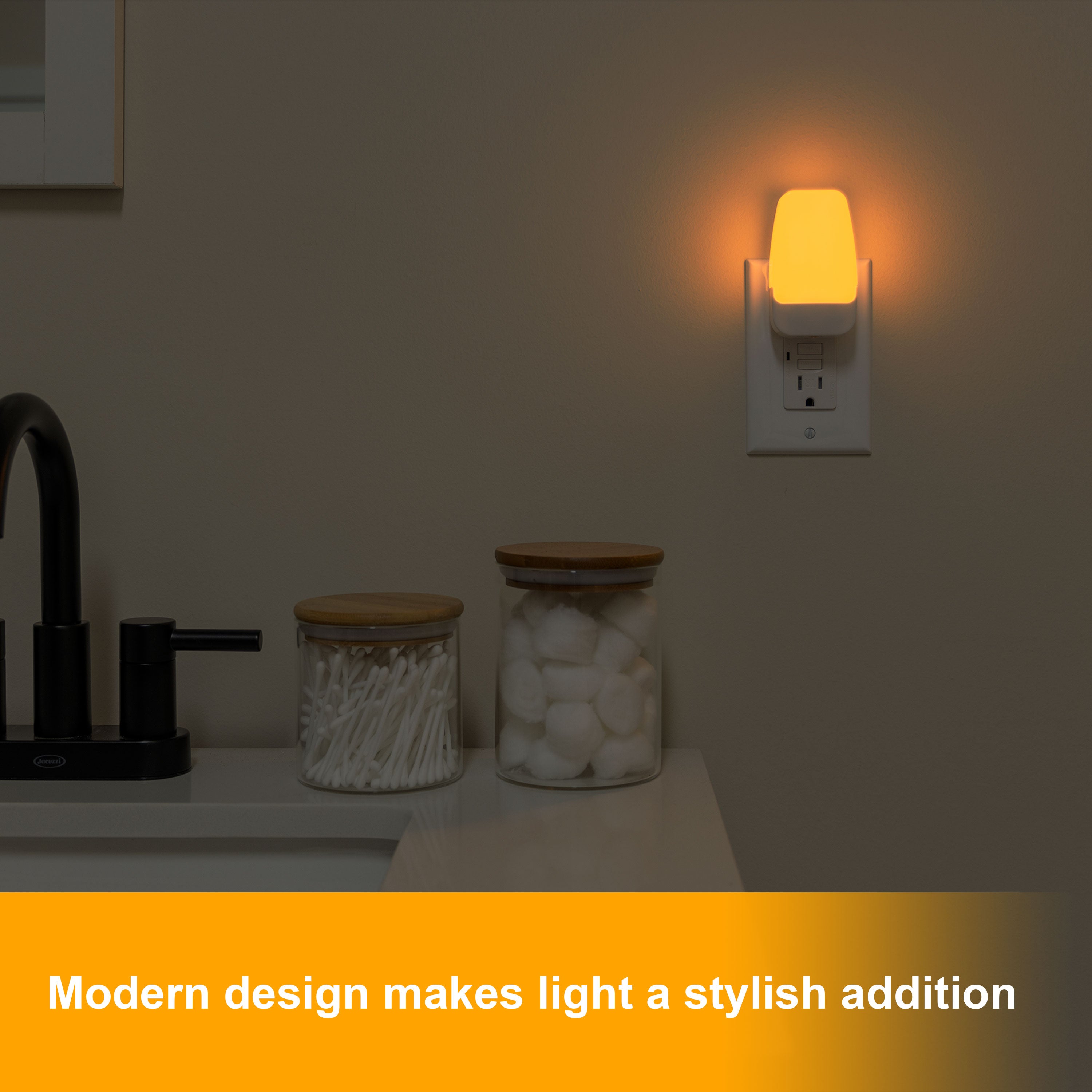 GE Light Sensing LED Night Light, 4 Pack, Amber