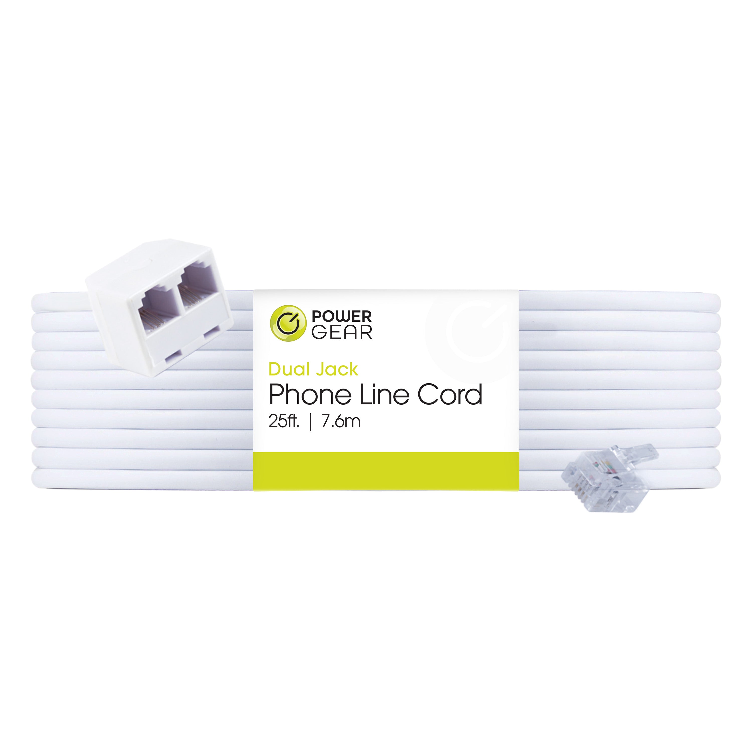 Power Gear 25ft. Dual-Jack Phone Line Cord, White