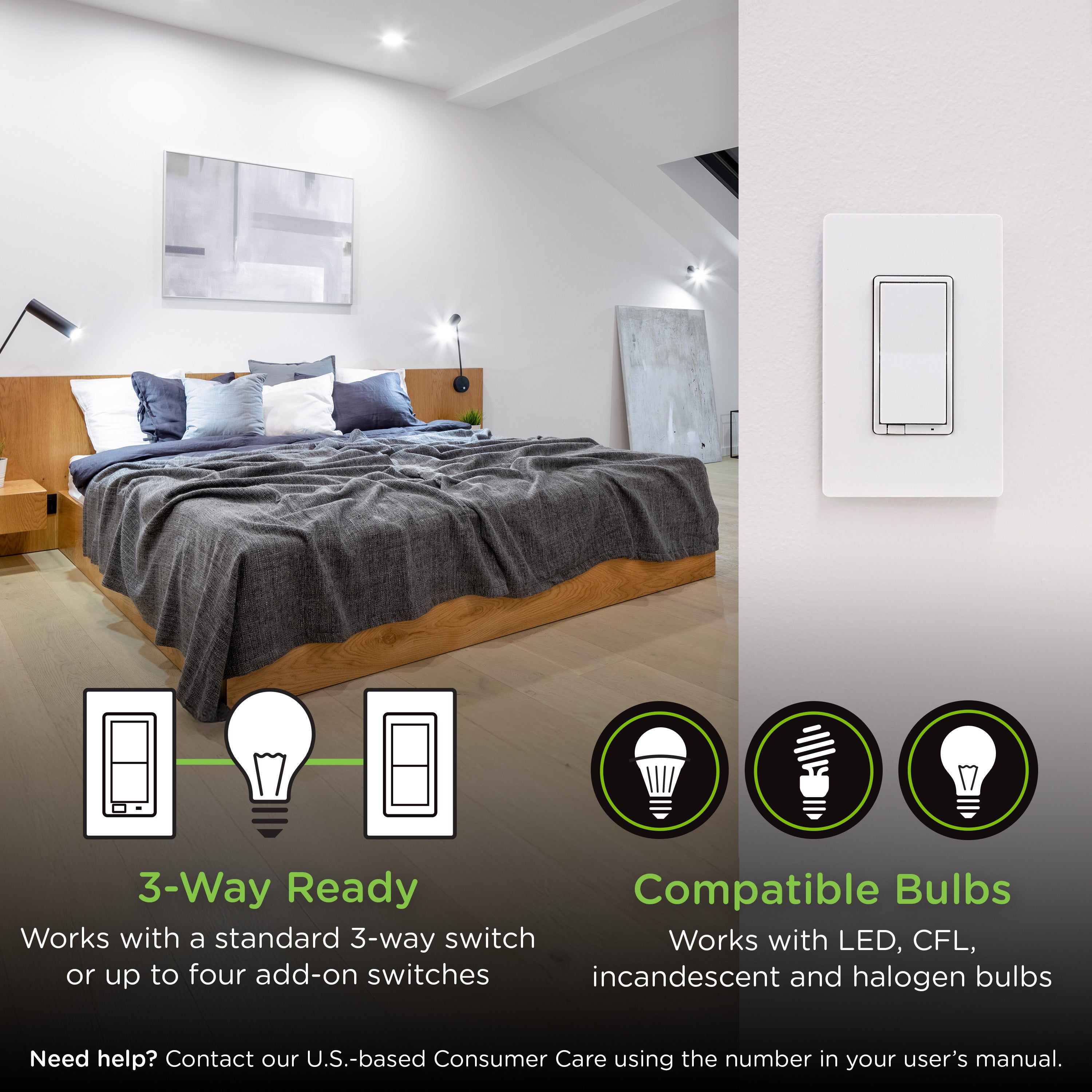 Enbrighten 800 Series In-Wall Smart Switch Paddle
