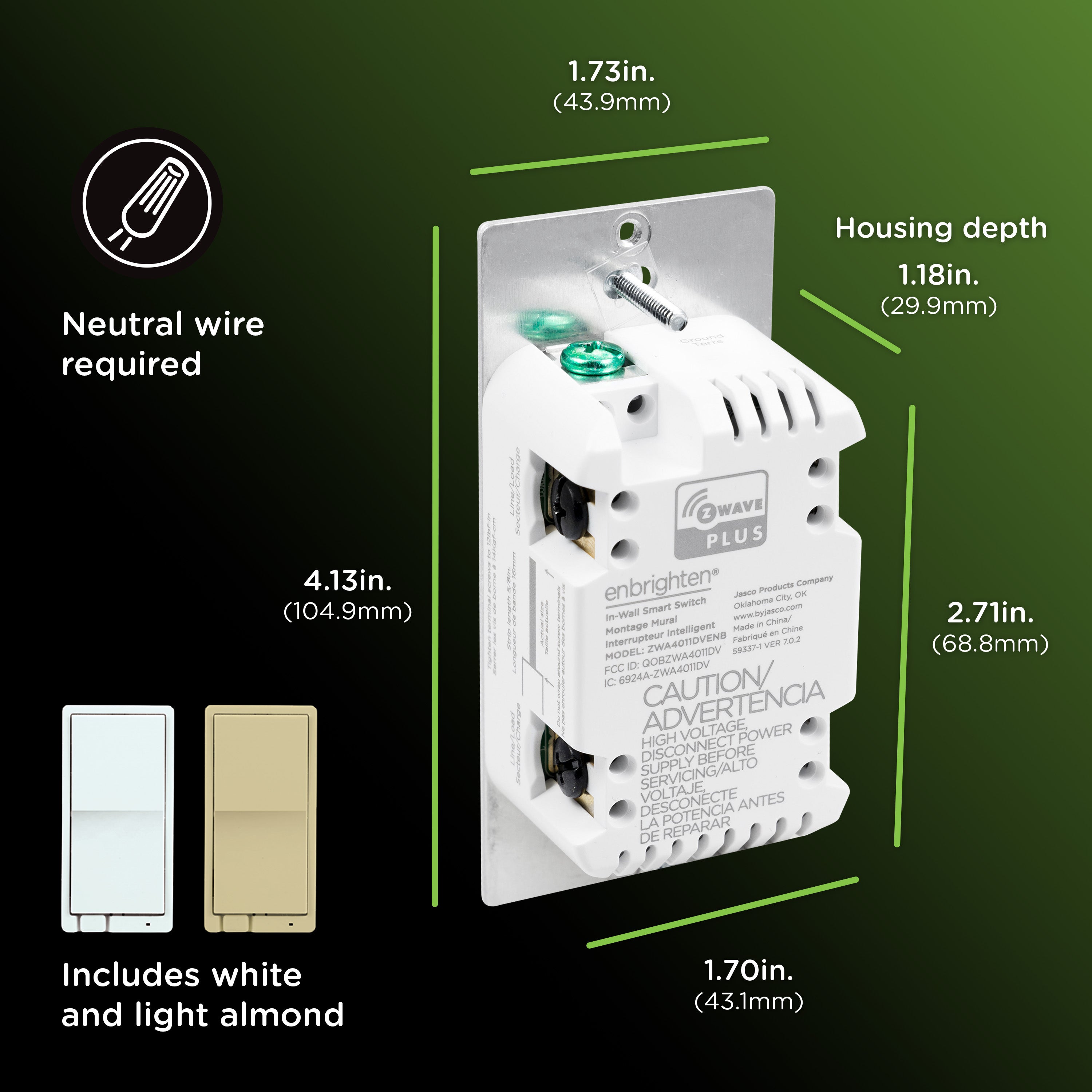 Enbrighten 800 Series In-Wall Smart Switch Paddle