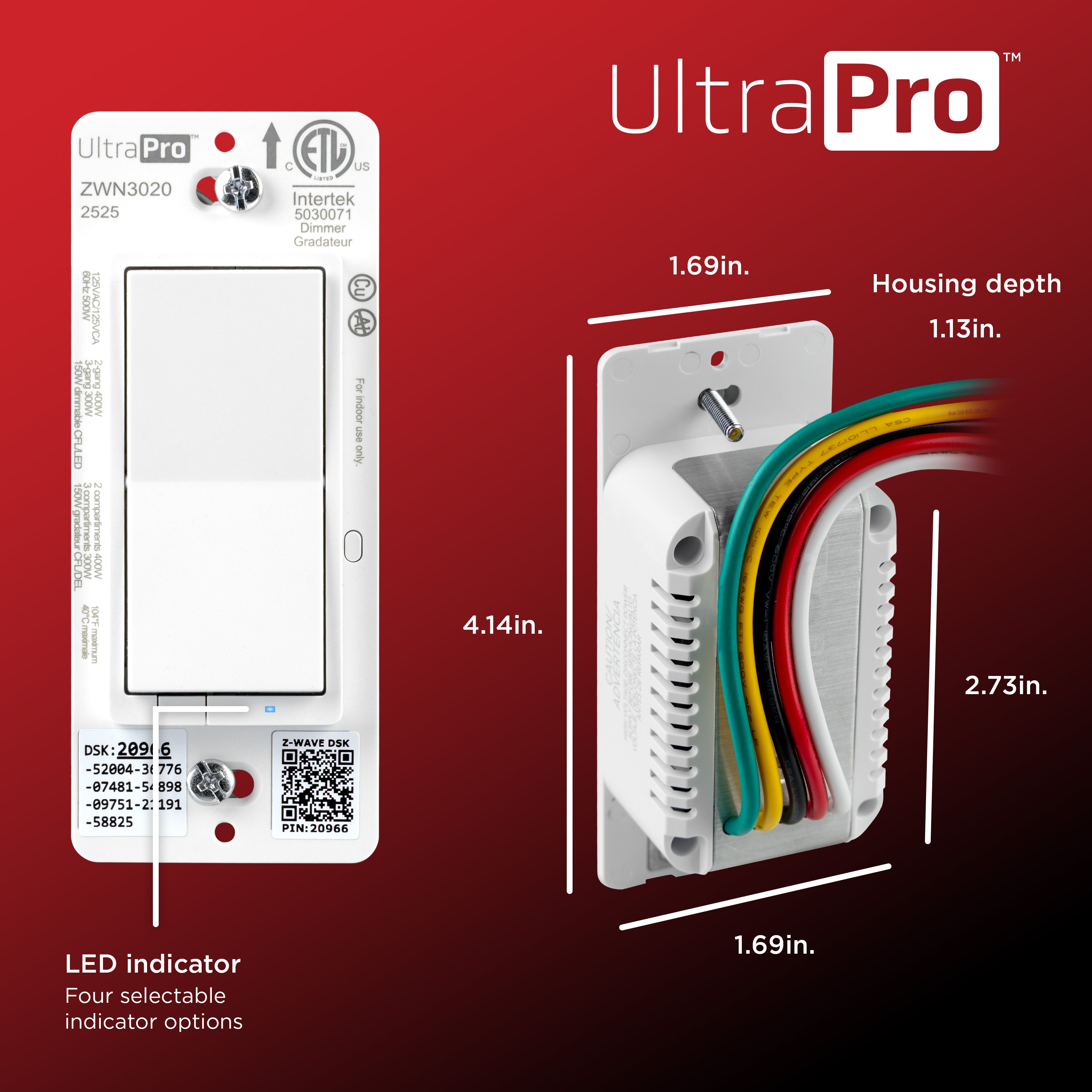 UltraPro 800 Series Z-Wave Dimmer, 2 Pack