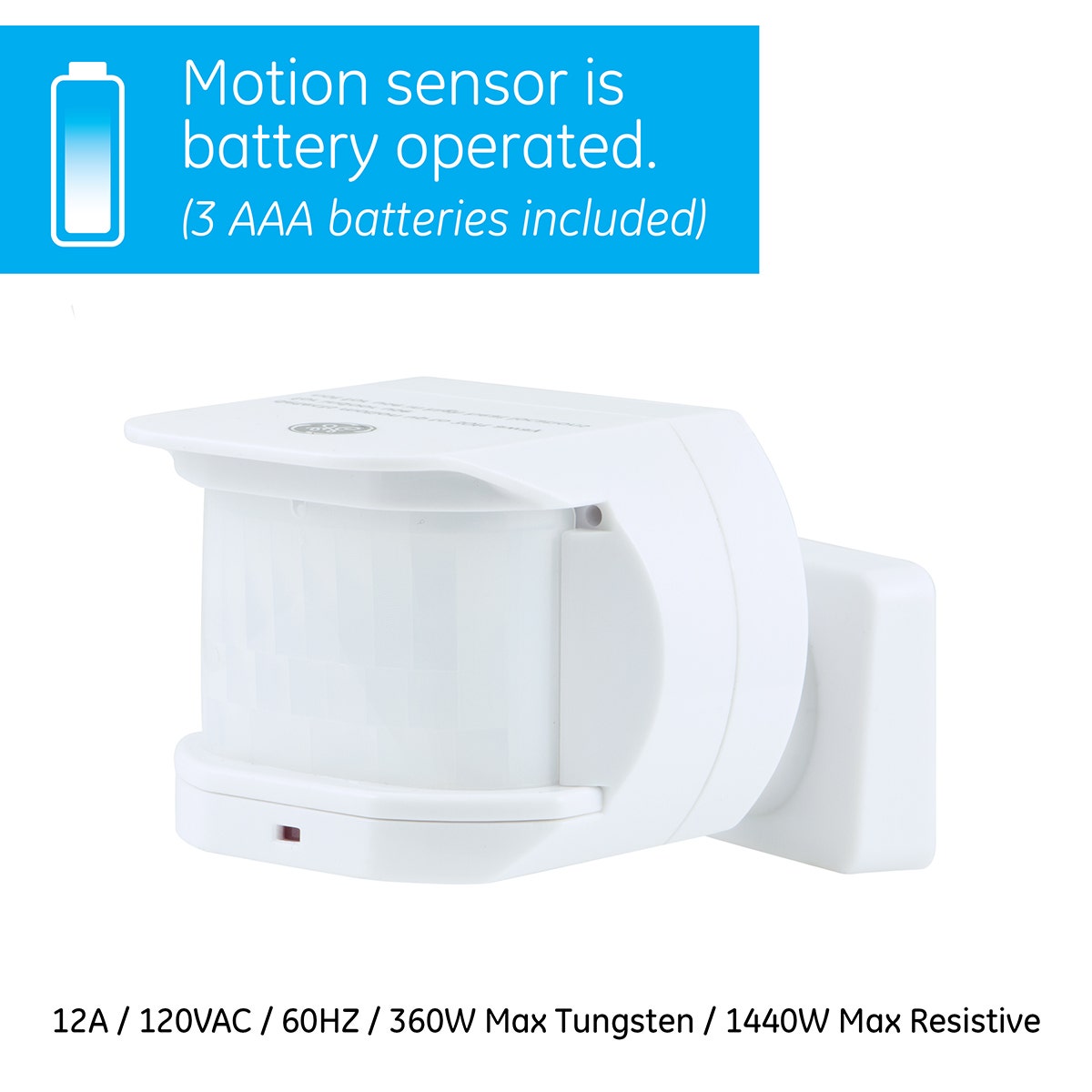 GE Wireless Motion Sensing Light Control Transmitter with 1-Outlet Indoor Grounded Receiver, White