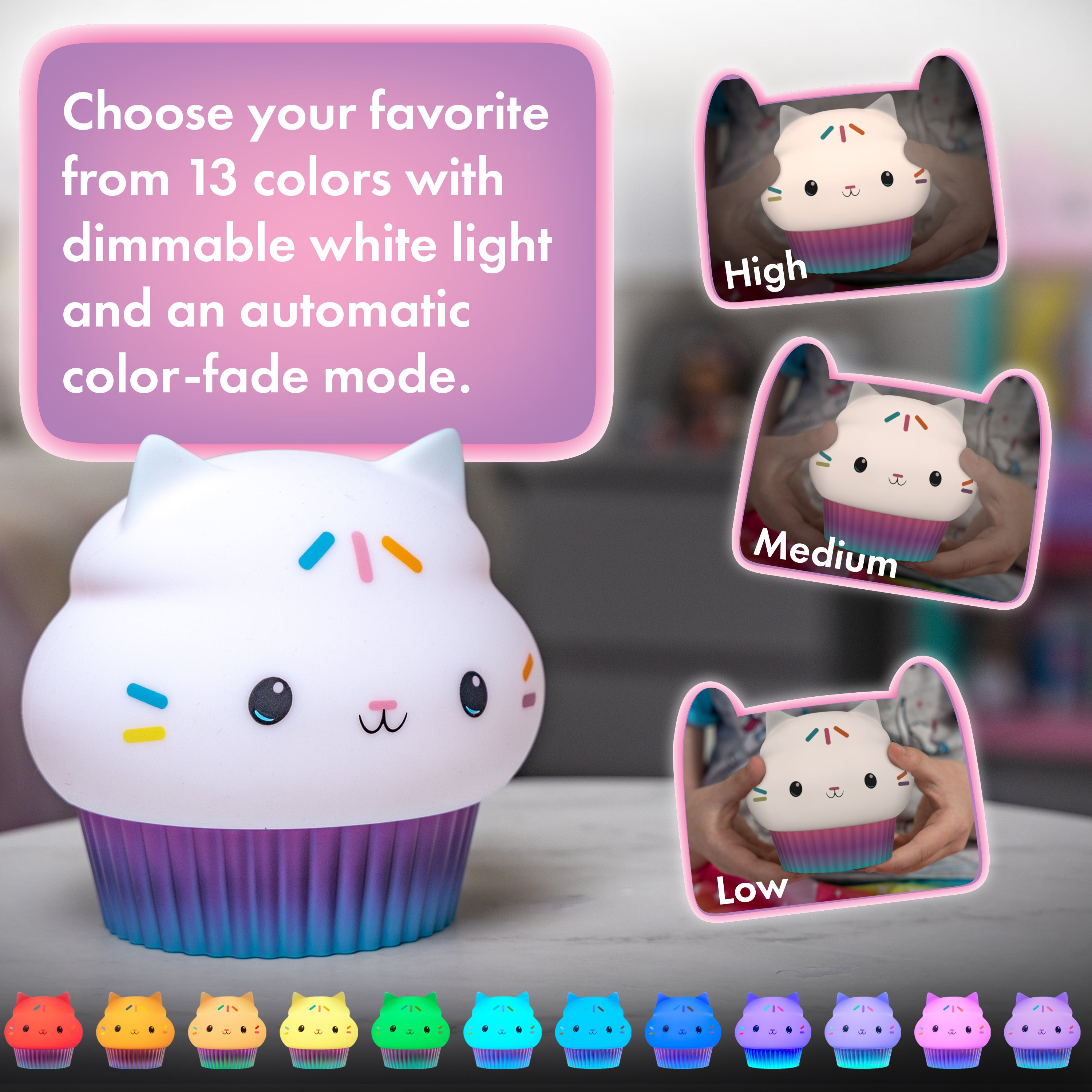 Gabby’s Dollhouse Cakey Cat Color-Changing Squish ’ems Light