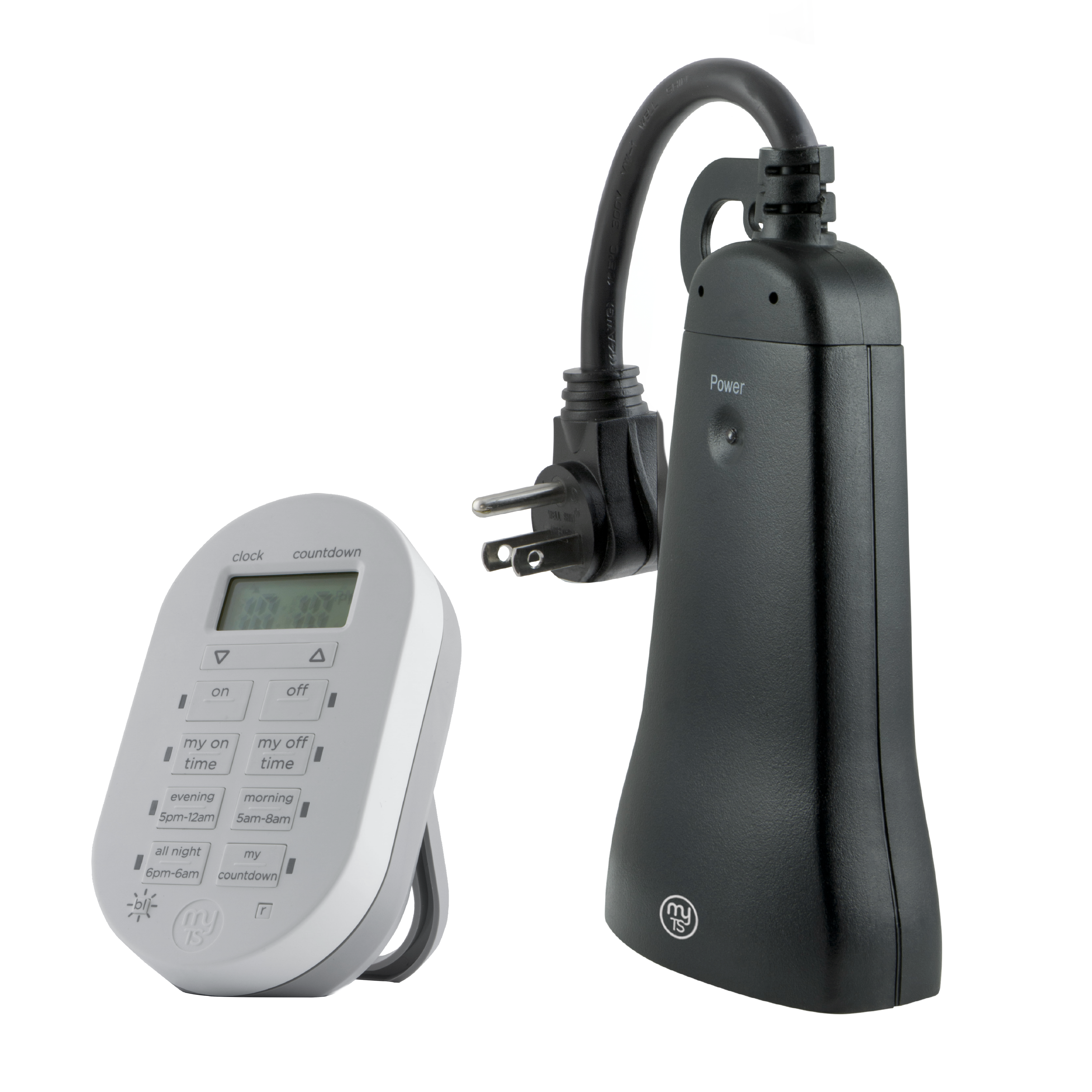 myTouchSmart Indoor/Outdoor Plug-In Simple Set Wireless Timer System, Black/White