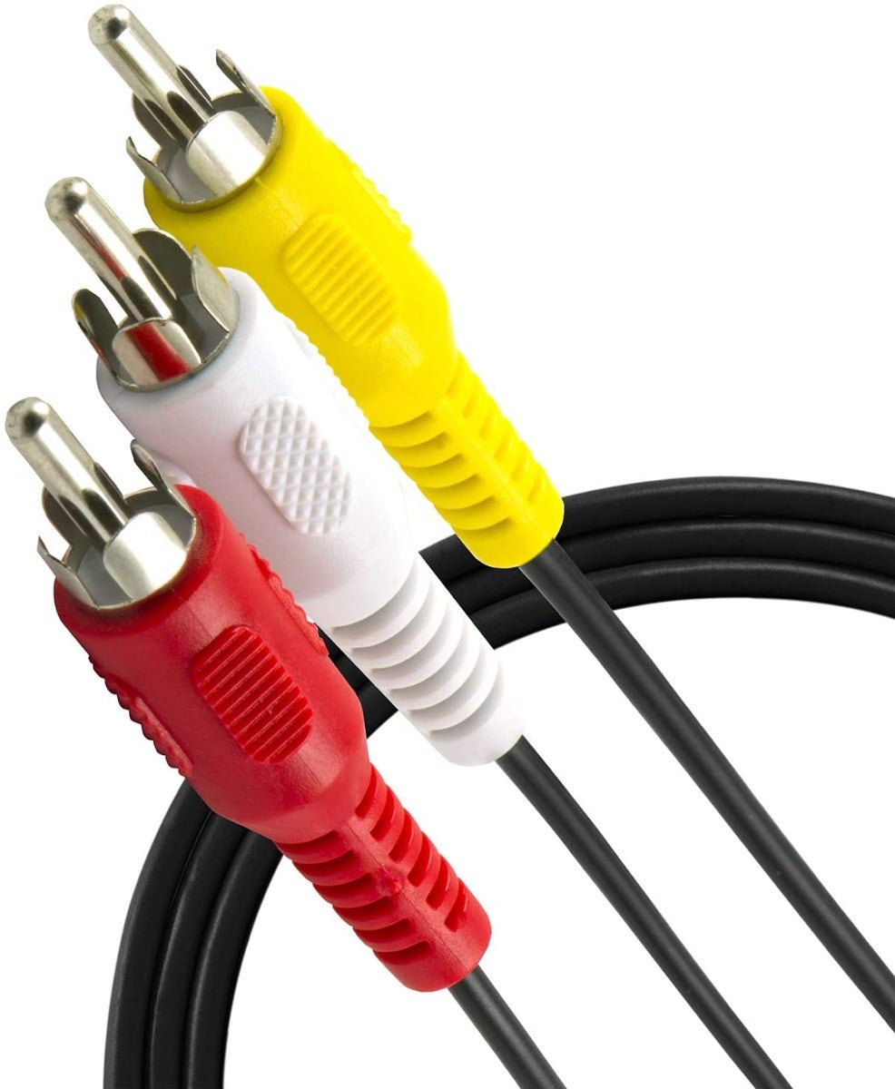 GE 12ft. Composite Audio/Video Cable with RCA-Type Connectors, 3 Pack, Black