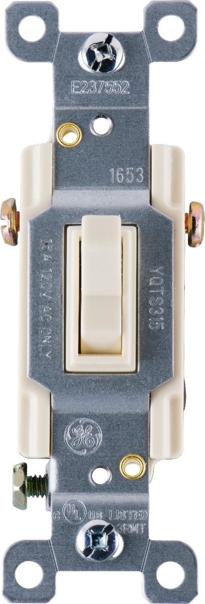 GE 3-Way Grounding Toggle Switch, Light Almond