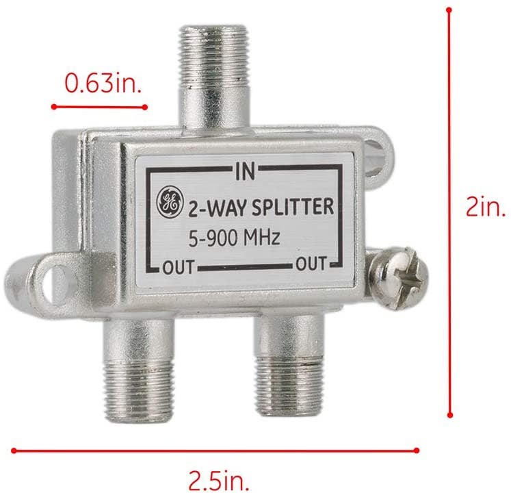 GE 2-Way Signal Splitter, 8 Pack, Silver