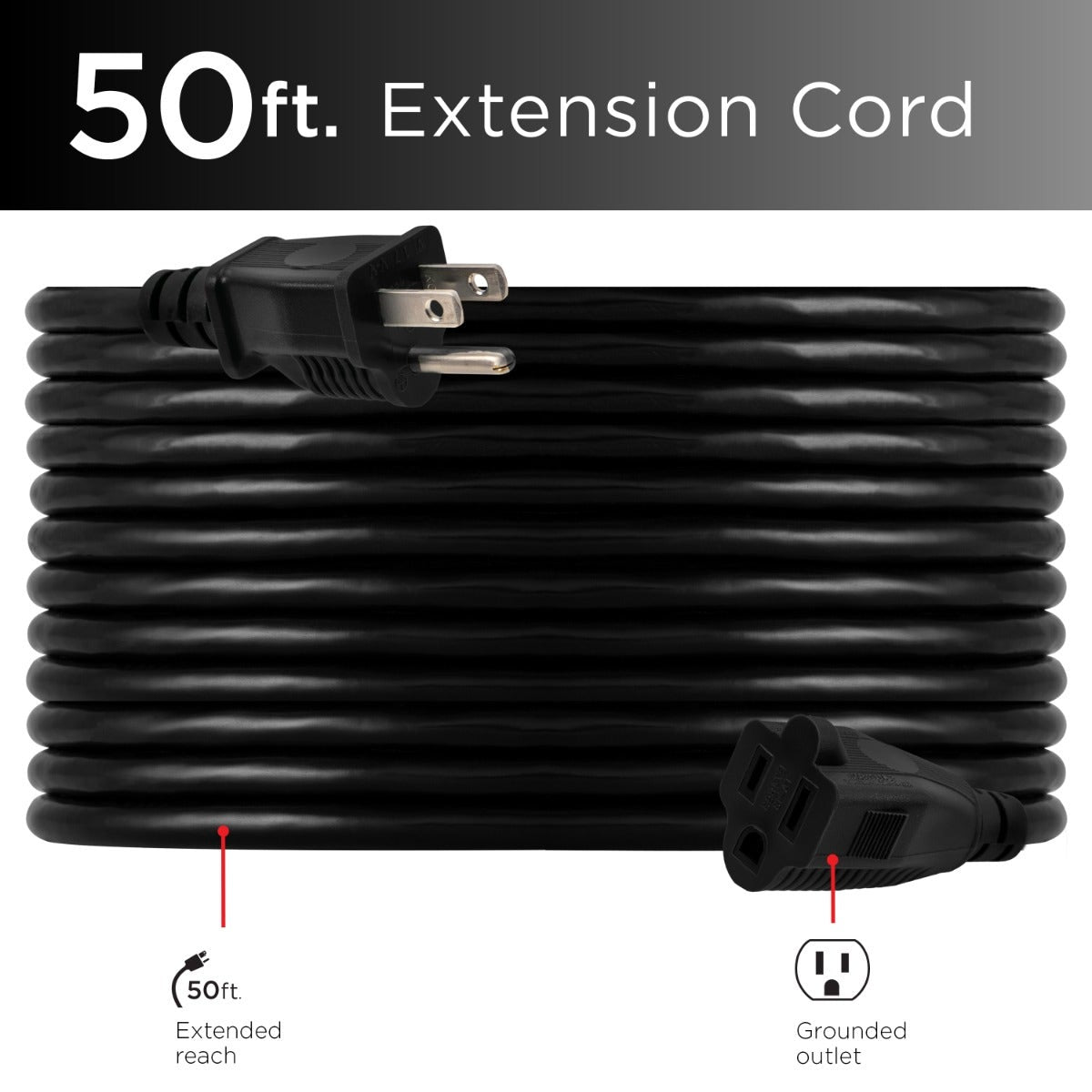 UltraPro 1-Outlet 50ft. Indoor/Outdoor Extension Cord, Black