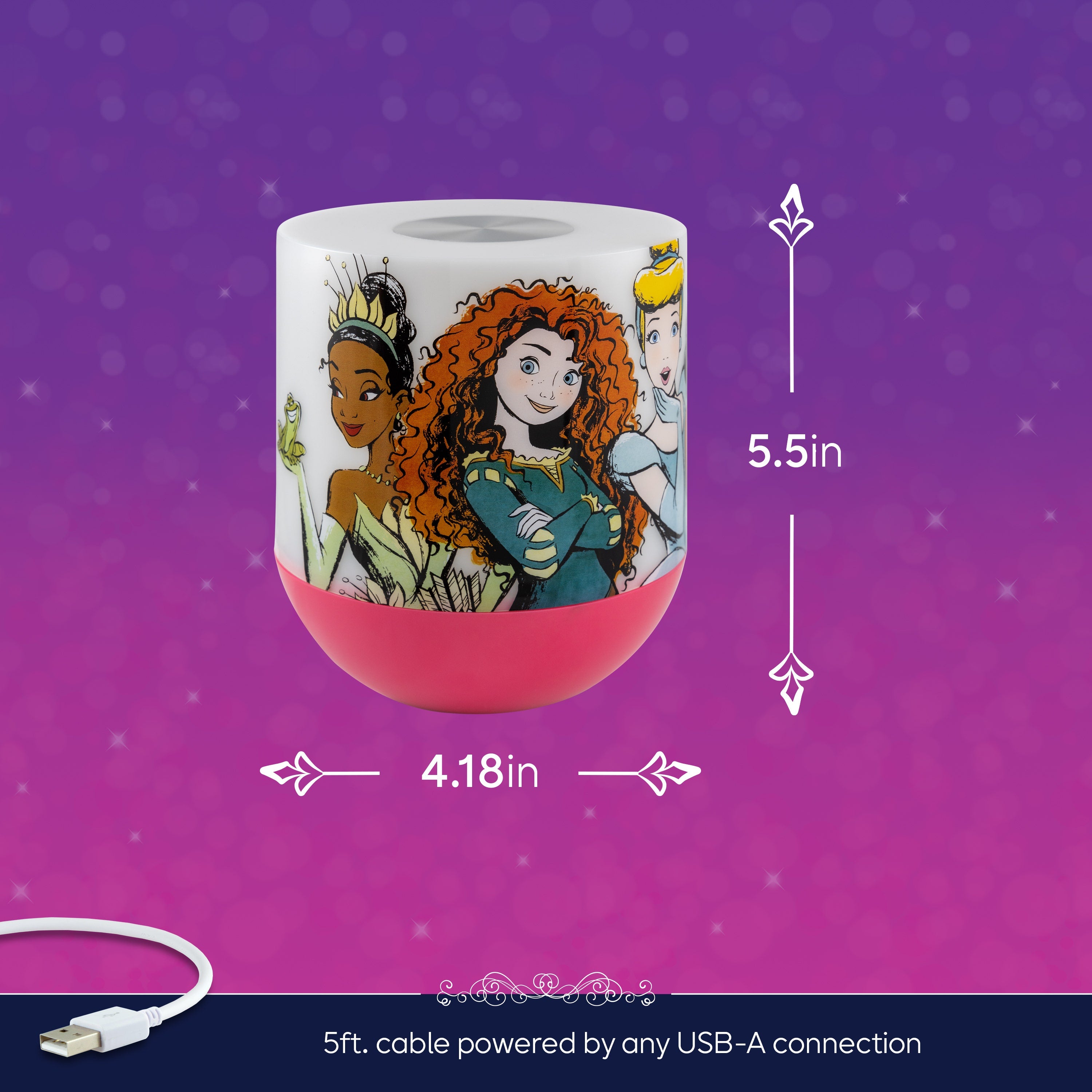 Disney Princess Color Changing Tabletop LED Lamp Night Light, Red