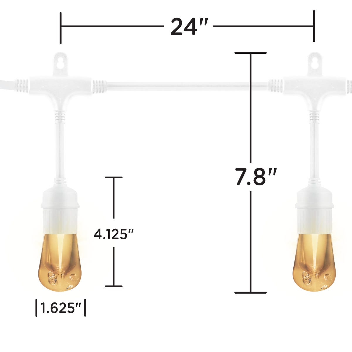 Enbrighten Vintage LED Cafe Lights, 12 Bulbs, 24ft. White Cord
