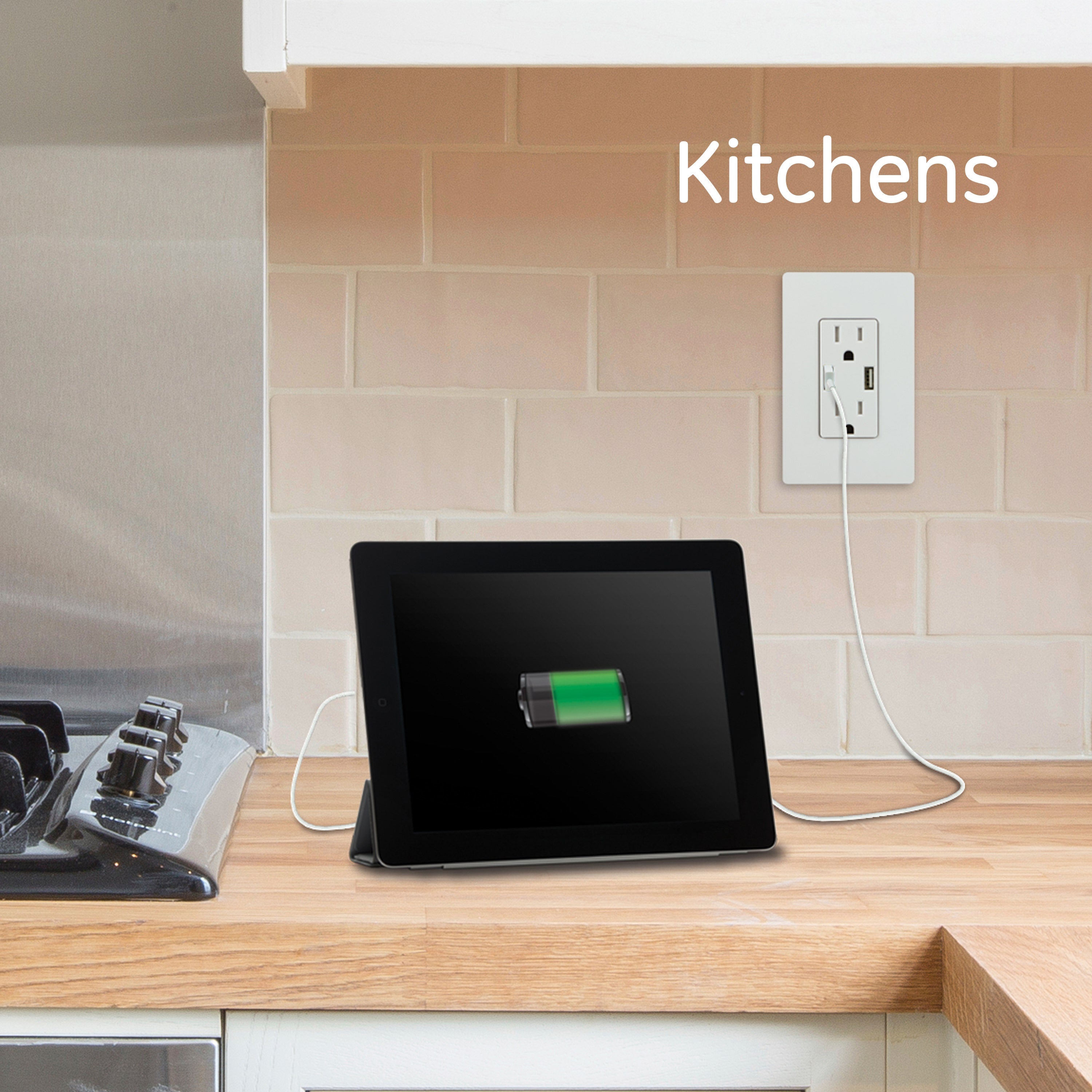 GE UltraPro 2-Outlet 2-USB Tamper Resistant Receptacle, White