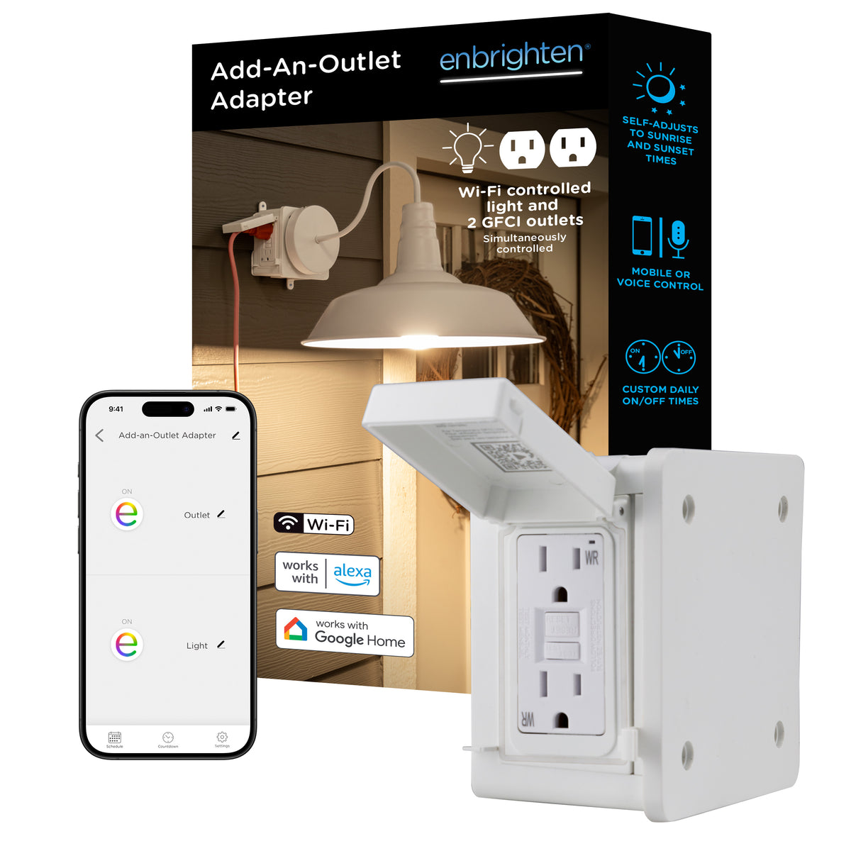Enbrighten VIBE WiFi Add-An-Outlet Smart Adapter, White