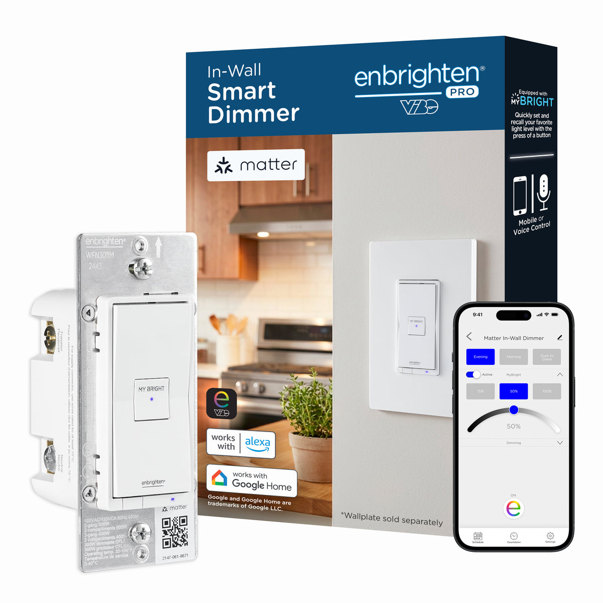 Enbrighten Pro In-Wall Wi-Fi Matter MyBright Smart Dimmer